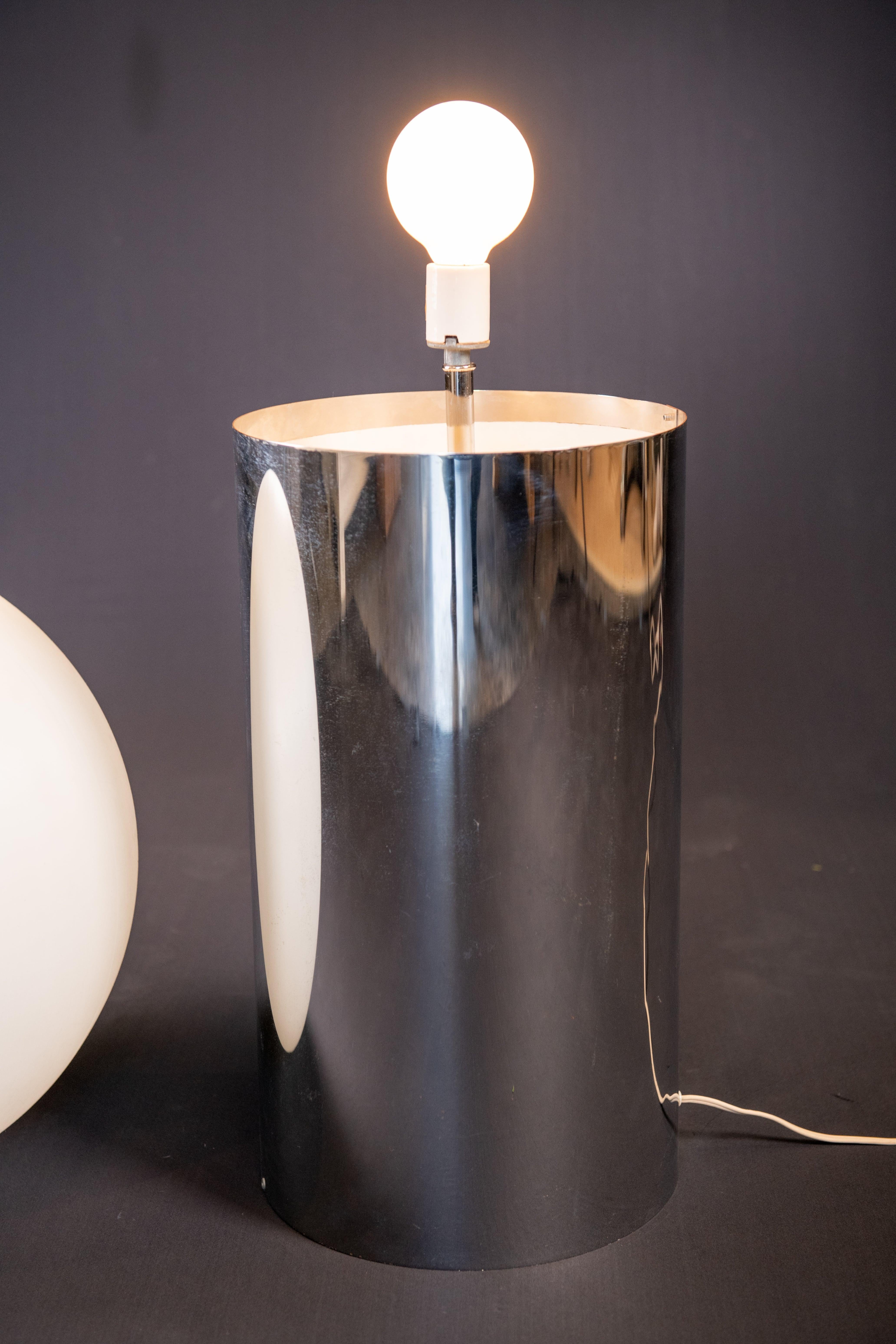 Mid-Century Modern Sonneman for George Kovacs Chrome Lamp with Opal Cylinder Shade
