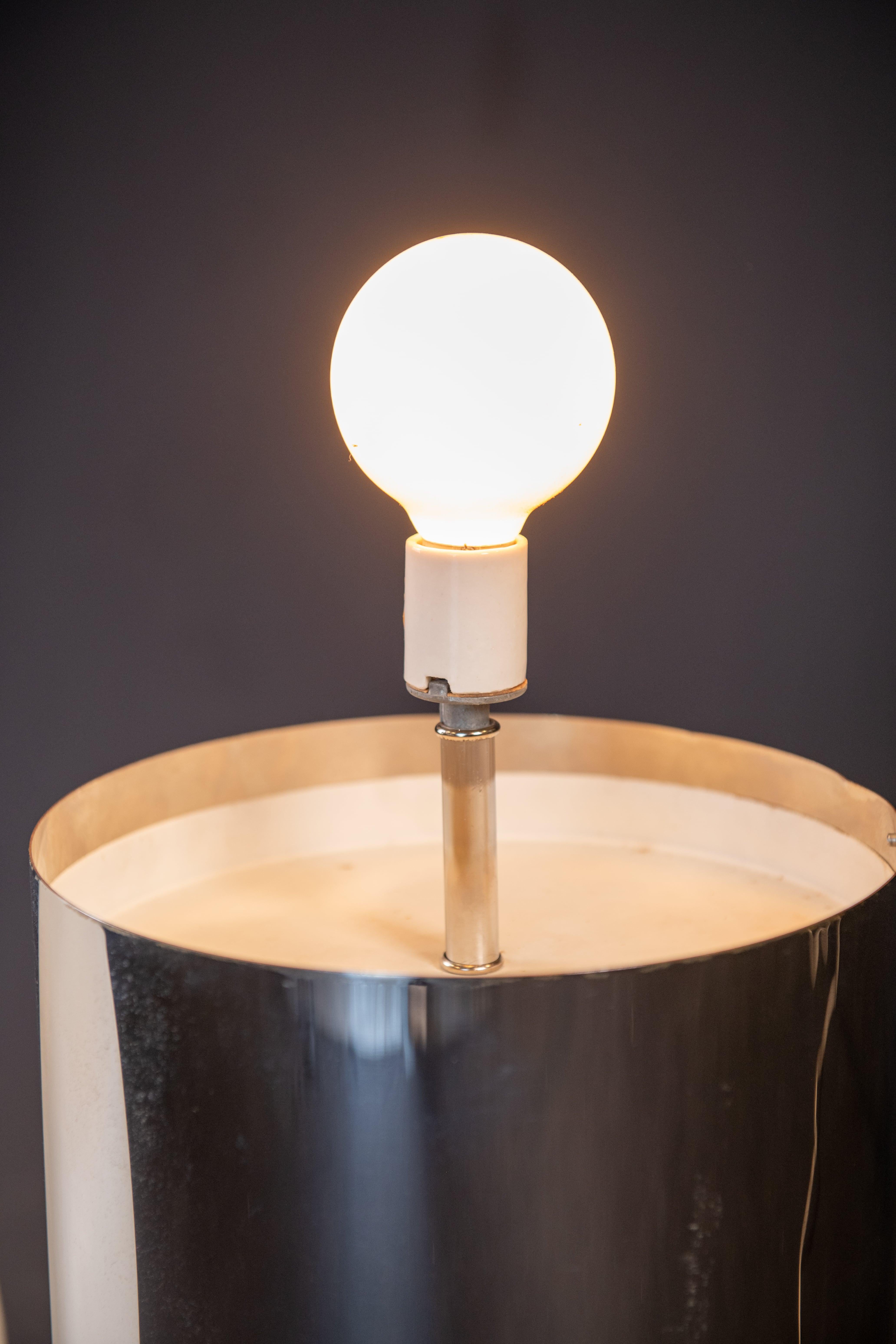 Sonneman for George Kovacs Chrome Lamp with Opal Cylinder Shade In Good Condition In Wichita, KS