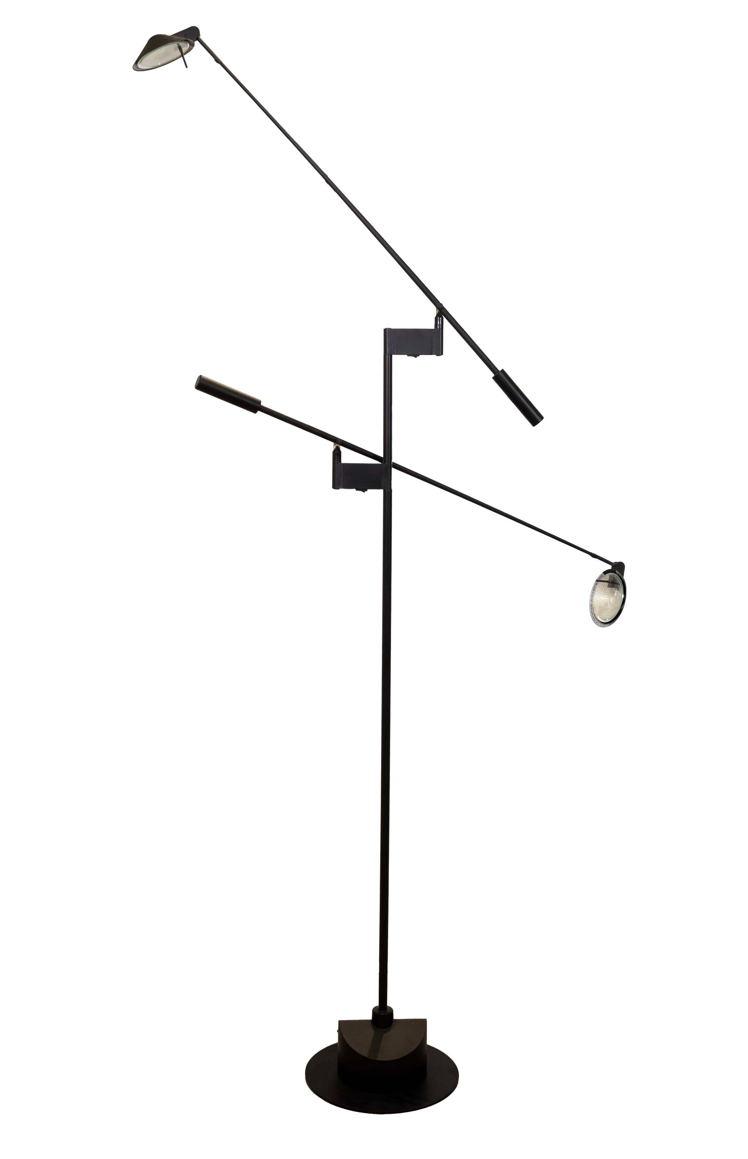 North American Sonneman for Kovacs Double Feather Floor Lamp w/ Adjustable Arms Mid Century Mod