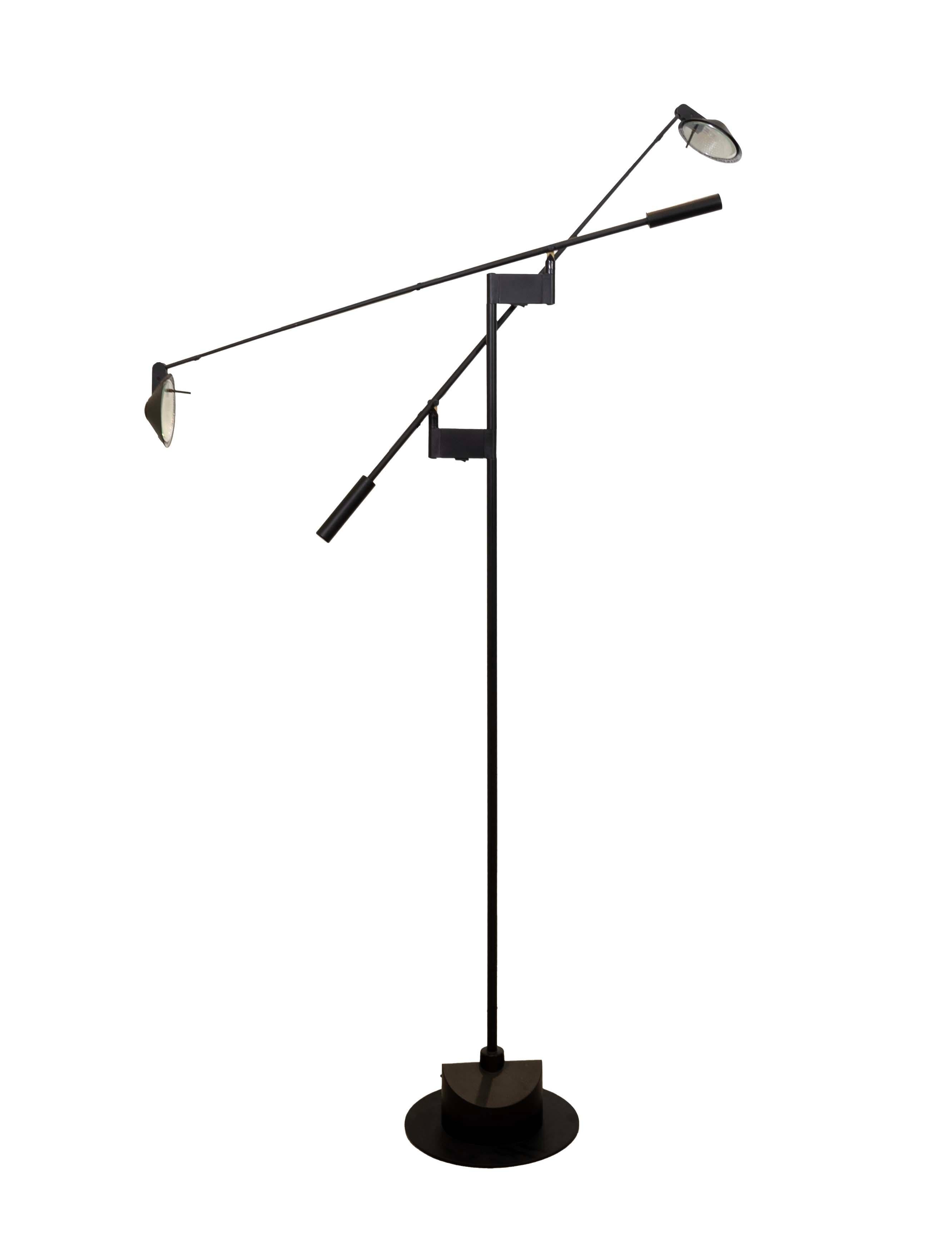 Sonneman for Kovacs Double Feather Floor Lamp w/ Adjustable Arms Mid Century Mod In Good Condition In Keego Harbor, MI