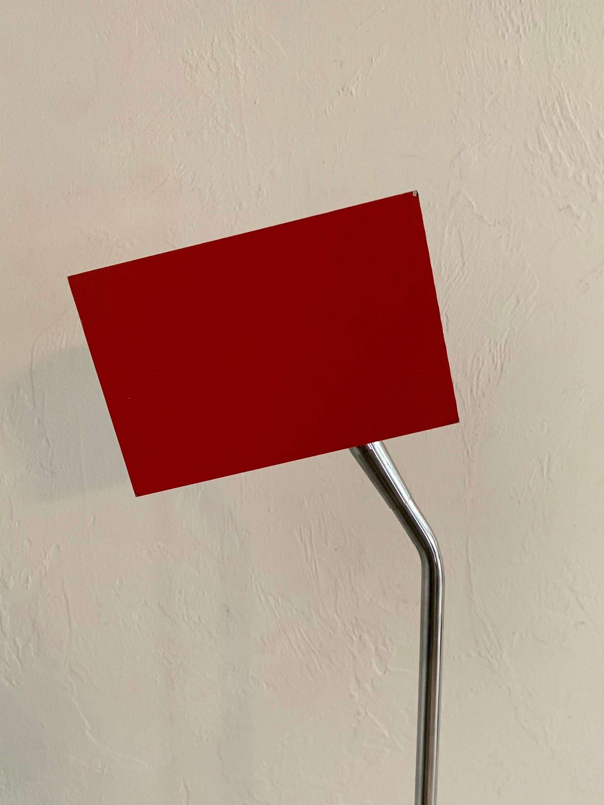 Sonneman for Kovacs Steel and Chrome Cubist Floor Lamp in Red, 1950s In Good Condition For Sale In Boynton Beach, FL
