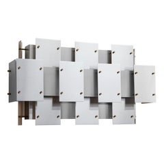 Sonneman Large Wall Sconce in Brushed Steel with Brass Accents 1970s 'Signed'