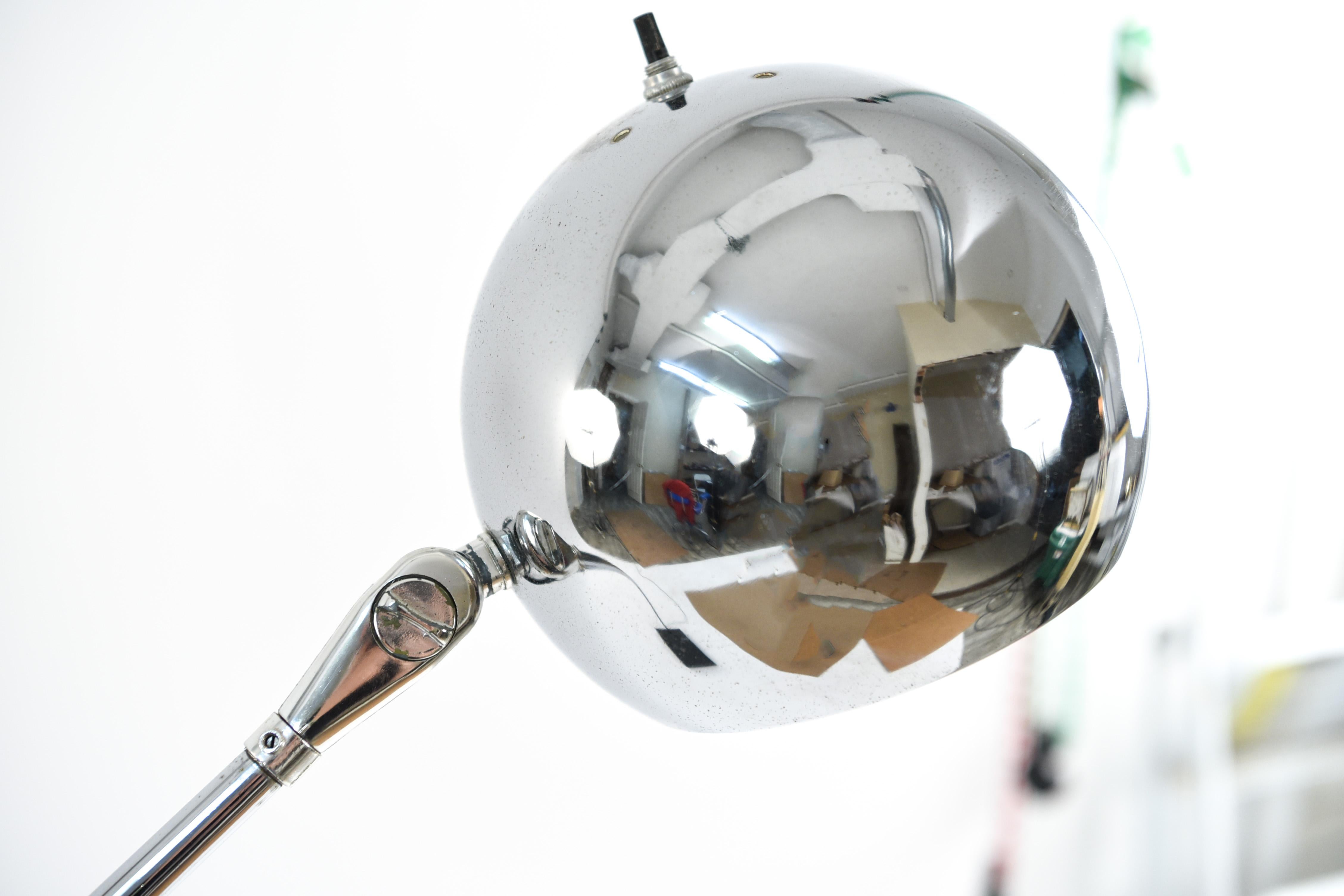 Sonneman Style Chrome Eye Ball Arc Lamp In Good Condition In Norwalk, CT