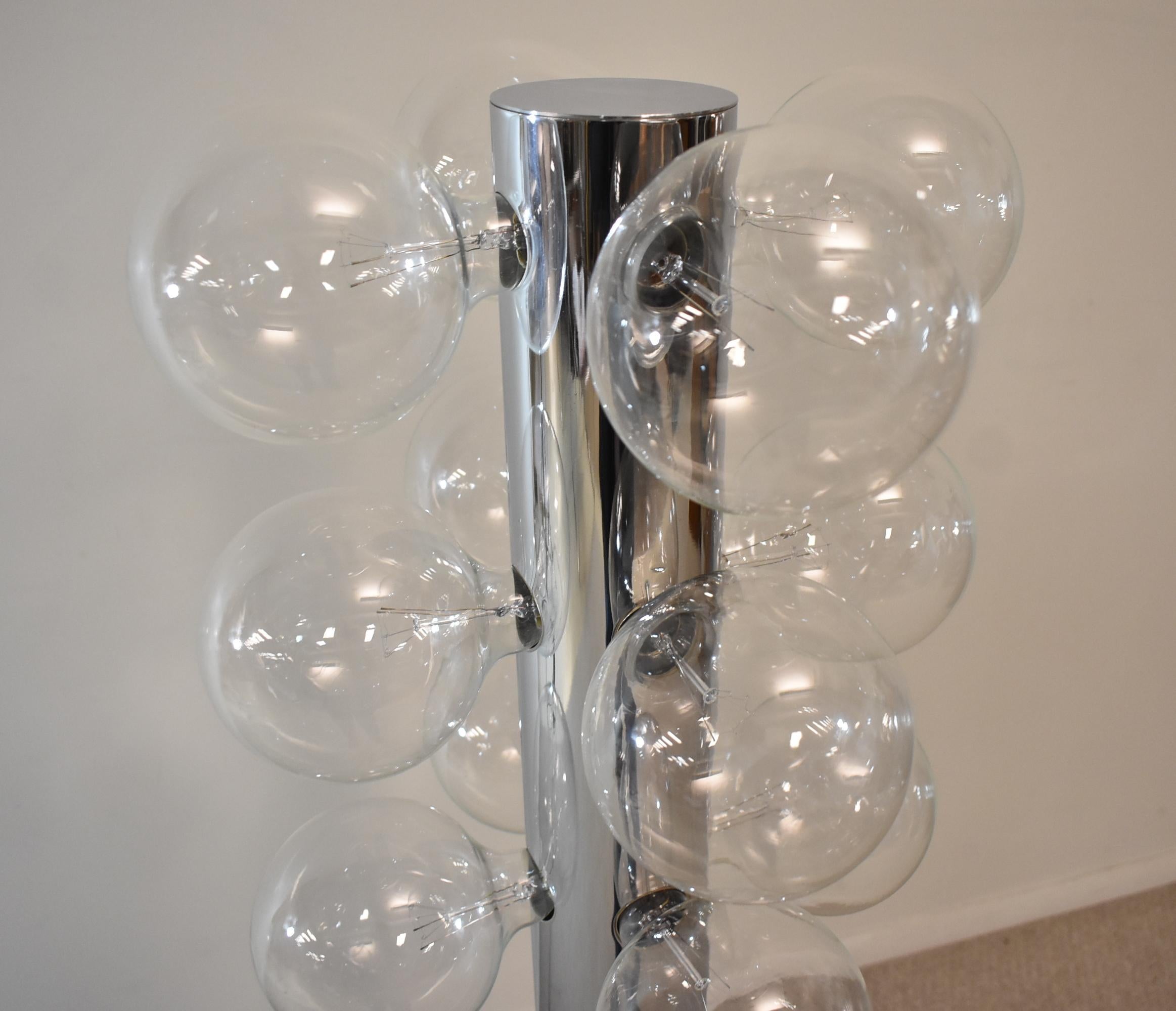 Sonneman Style Chrome Floor Lamp with 12 Lights In Good Condition For Sale In Toledo, OH
