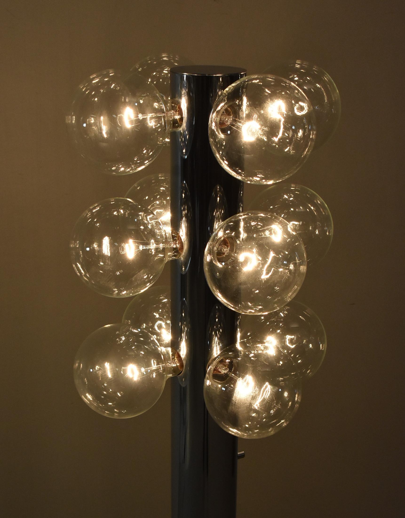Sonneman Style Chrome Floor Lamp with 12 Lights For Sale 1