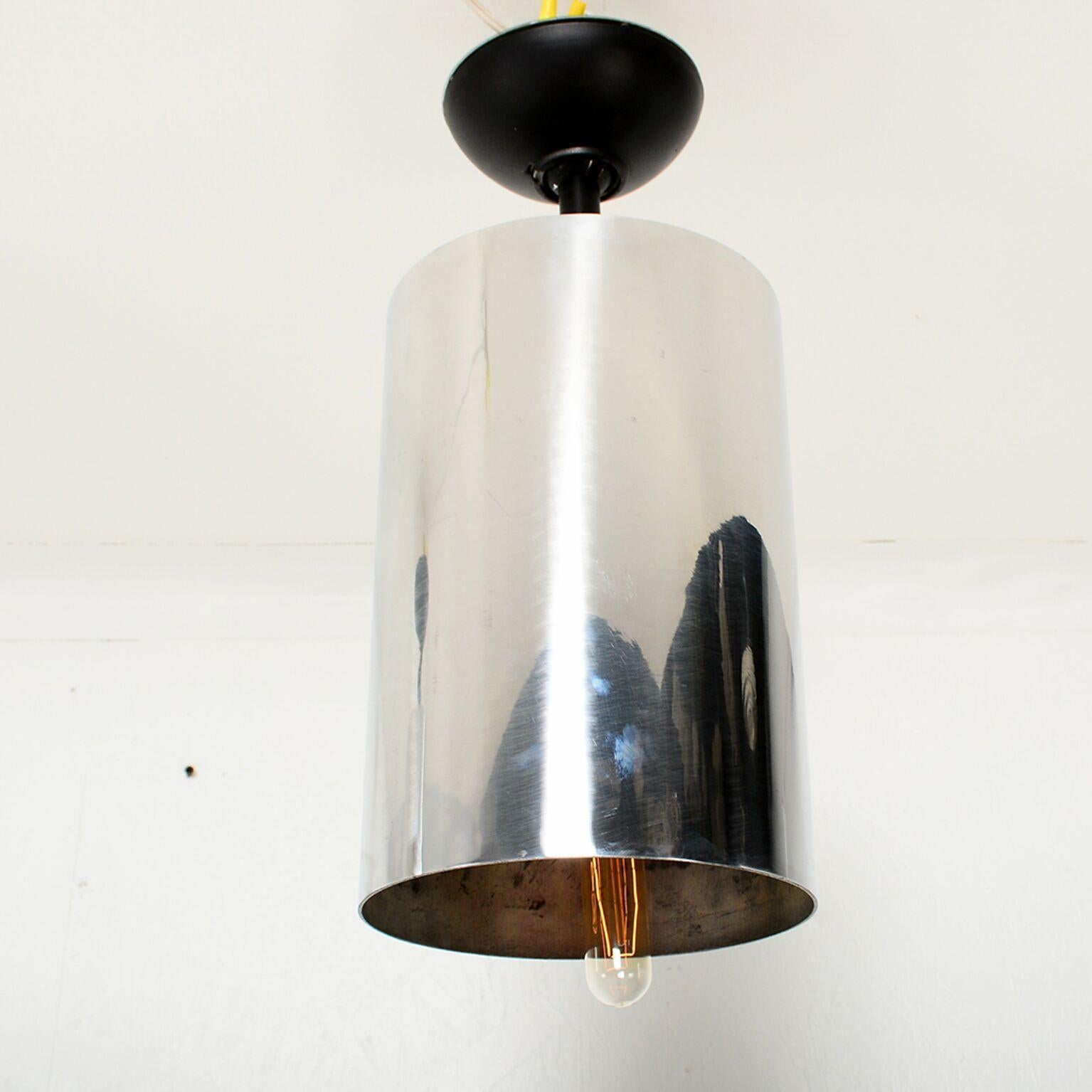 Industrial Sonneman Style Set of Six Aluminum Hanging Lamps, 1950s