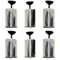 Sonneman Style Set of Six Aluminum Hanging Lamps, 1950s