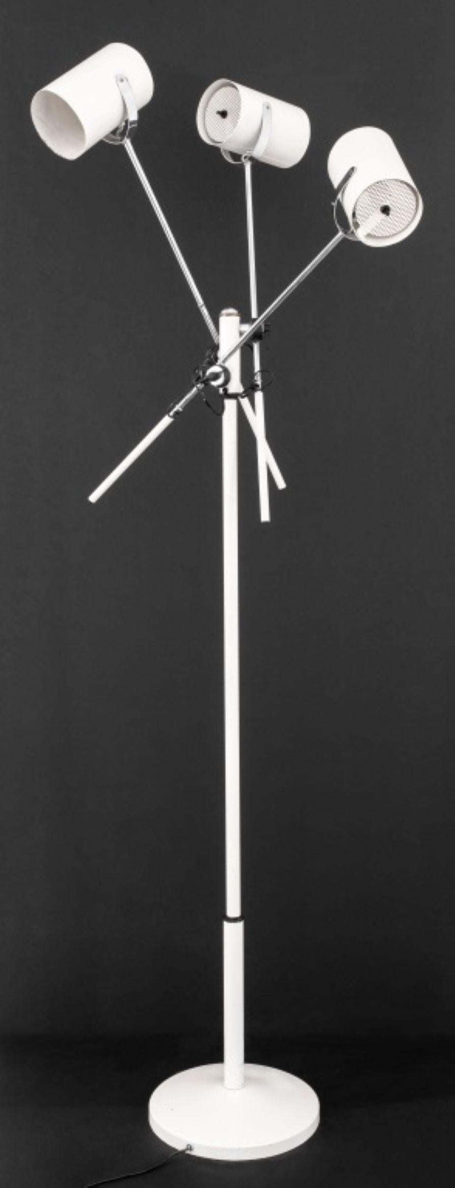 Metal Sonneman Style White Painted 3-Light Floor Lamp