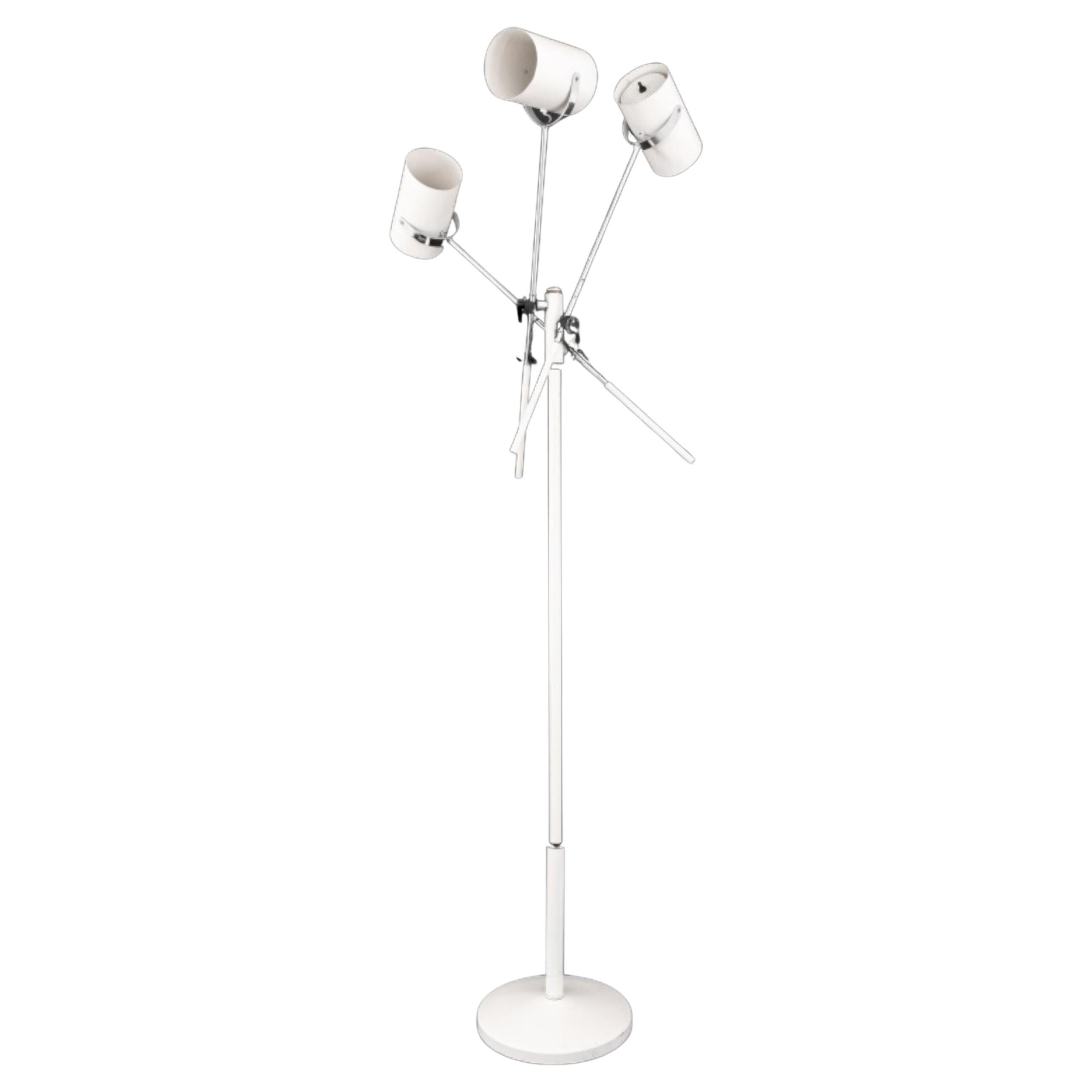 Sonneman Style White Painted 3-Light Floor Lamp