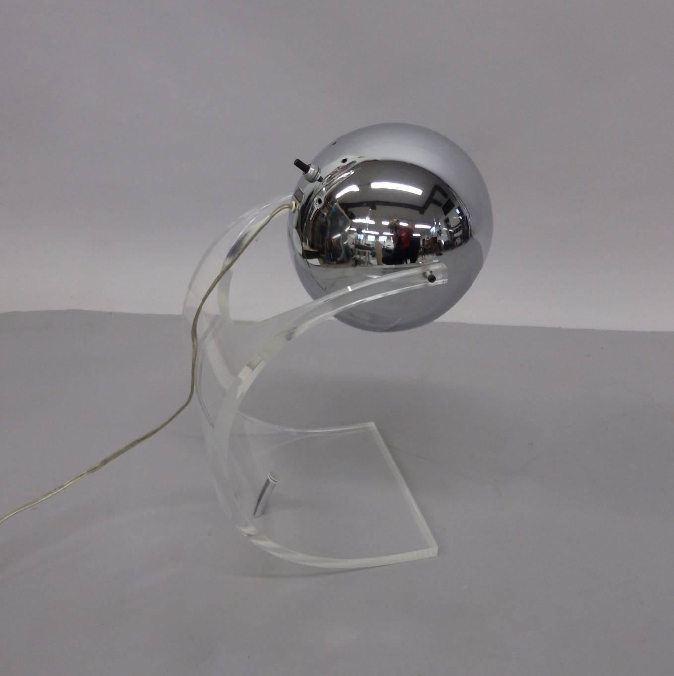 Mid-Century Modern Sonneman Swivel Chrome Ball Lamp with Lucite Base