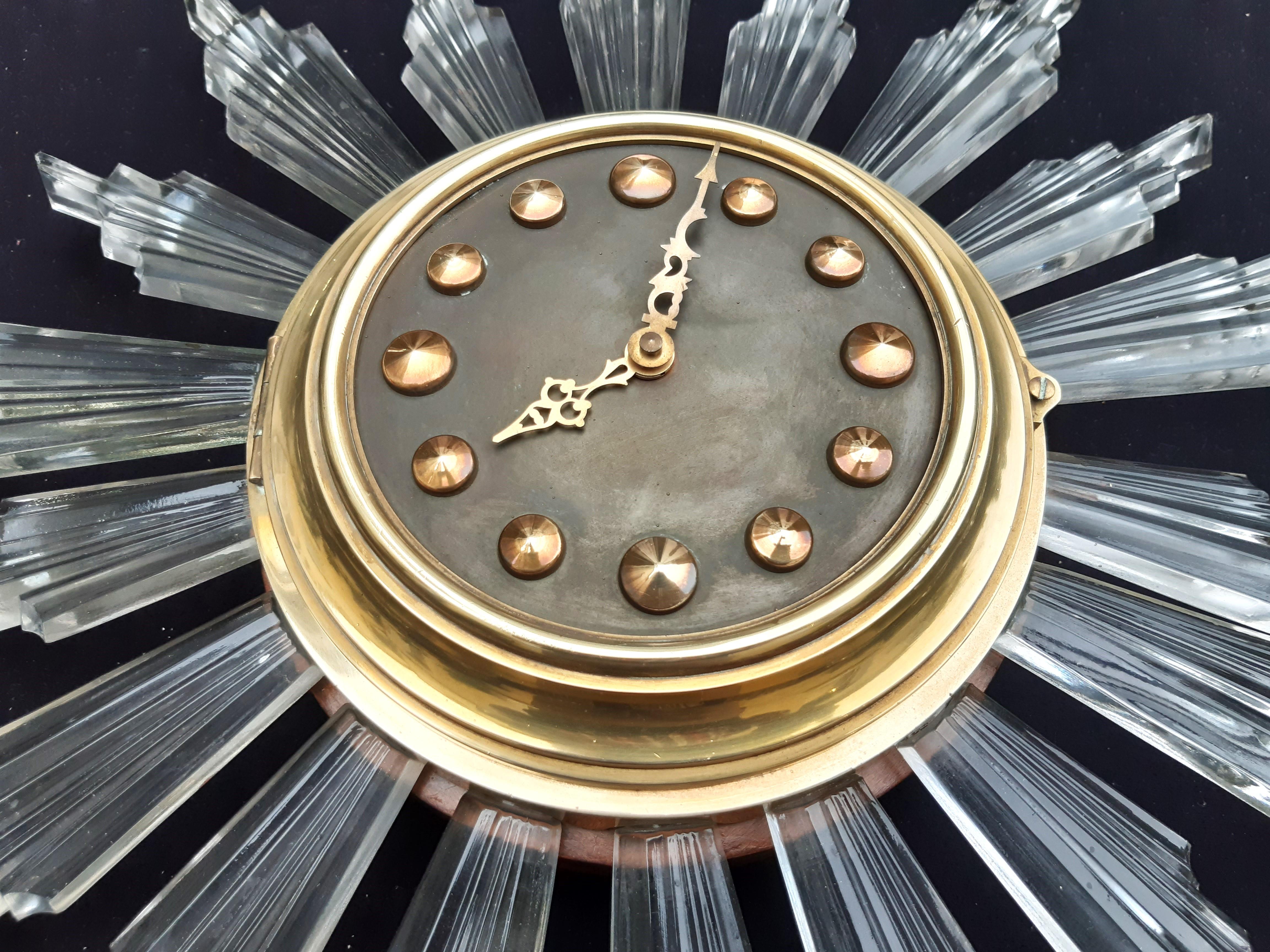 German Sonnenuhr Sunburst clock 1960s For Sale