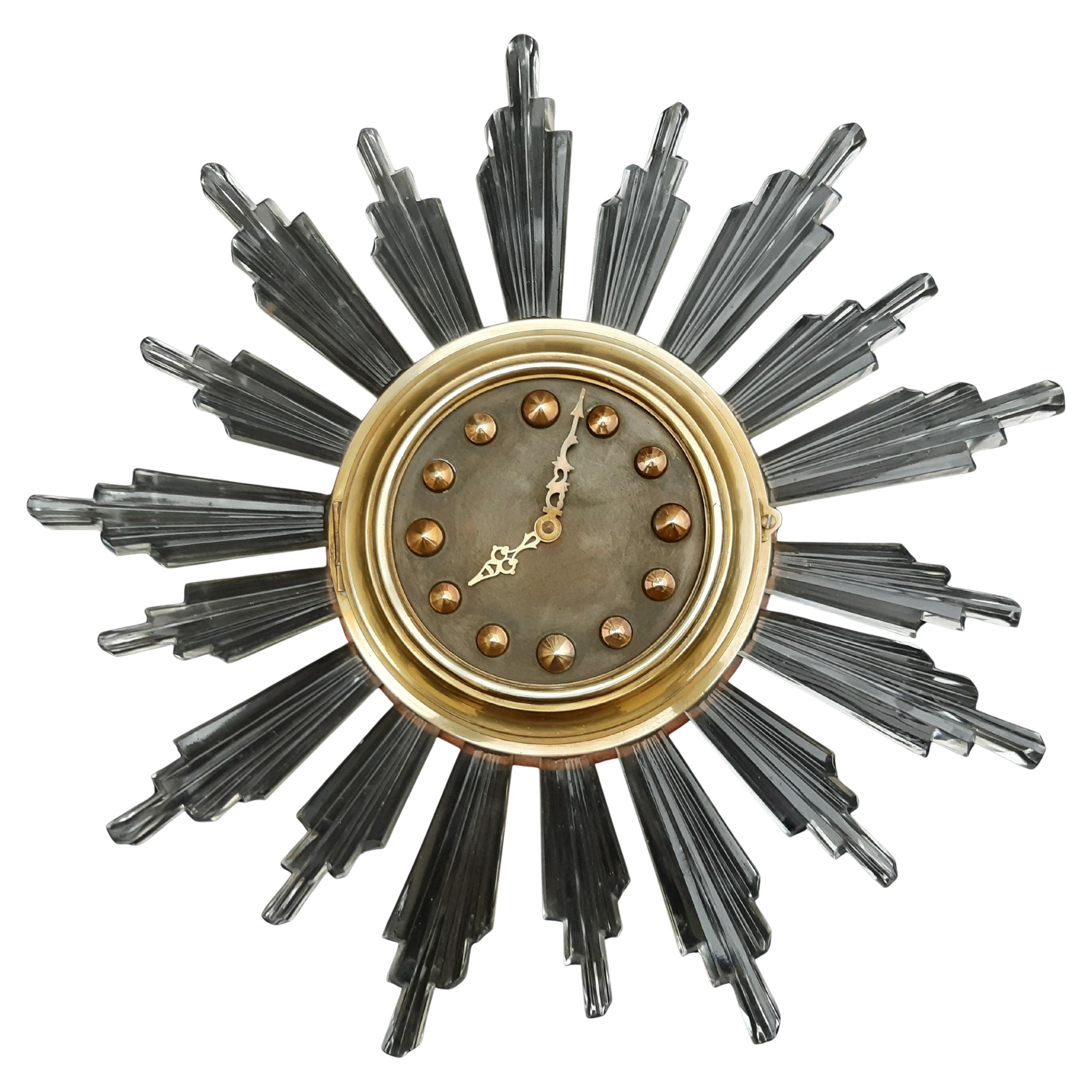 Sonnenuhr Sunburst clock 1960s For Sale