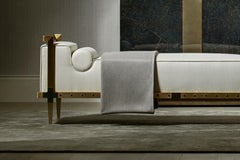 Sonnet Bench, Contemporary Upholstered Solid Brass Bench with Bronze Details