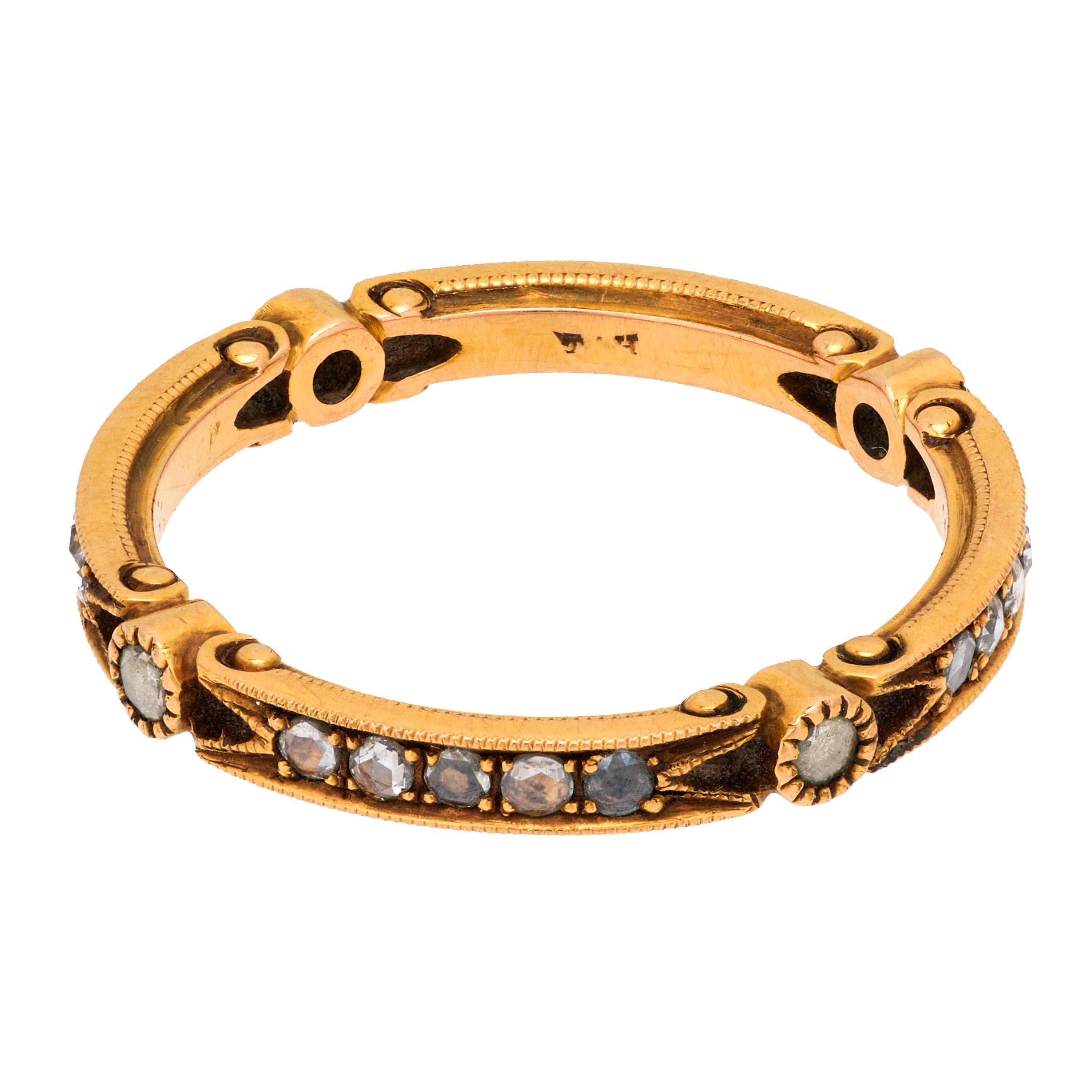 Modern Sonoma: rose cut diamond 18k yellow gold eternity band For Sale