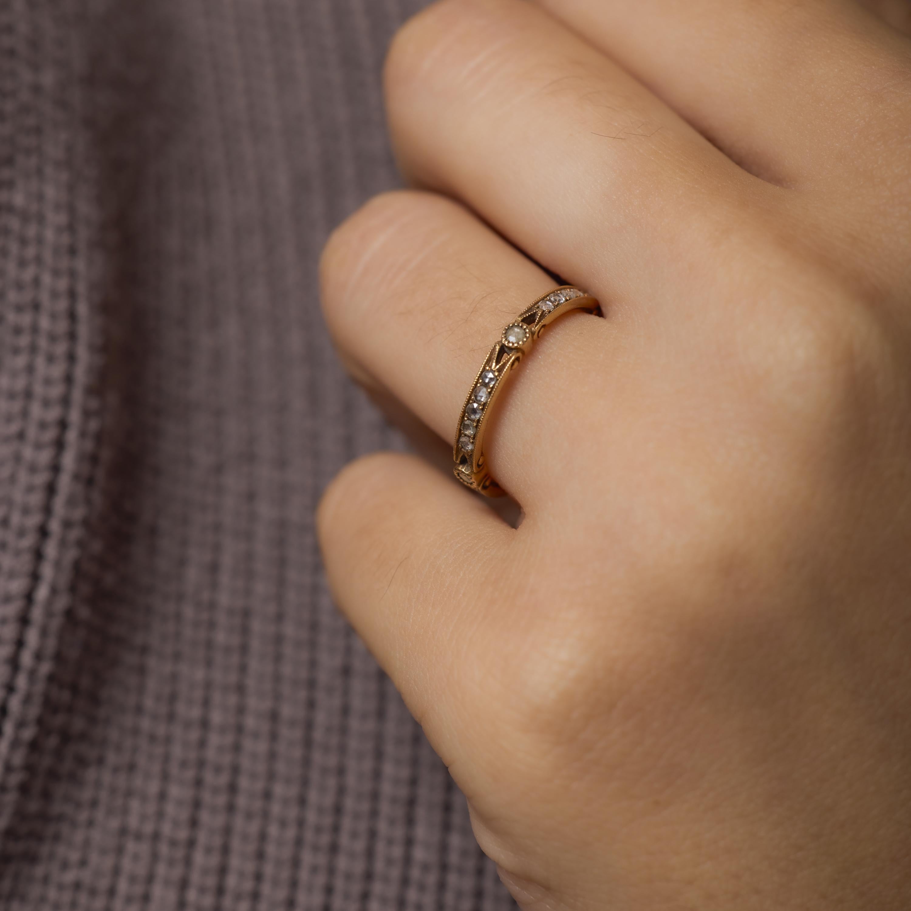 Rose Cut Sonoma: rose cut diamond 18k yellow gold eternity band For Sale
