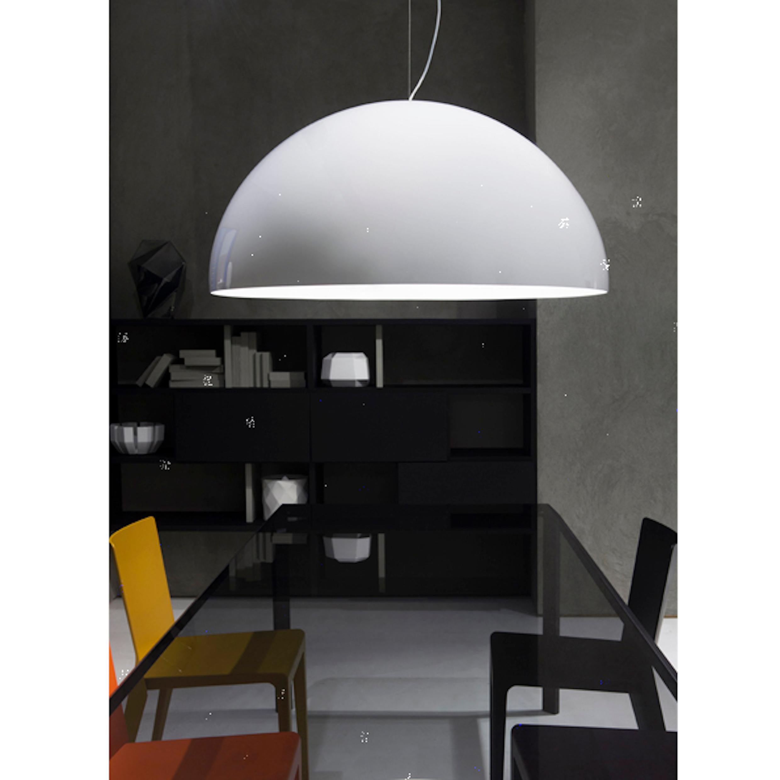 Lacquered Sonora Suspension Lamp White by Vico Magistretti for Oluce For Sale