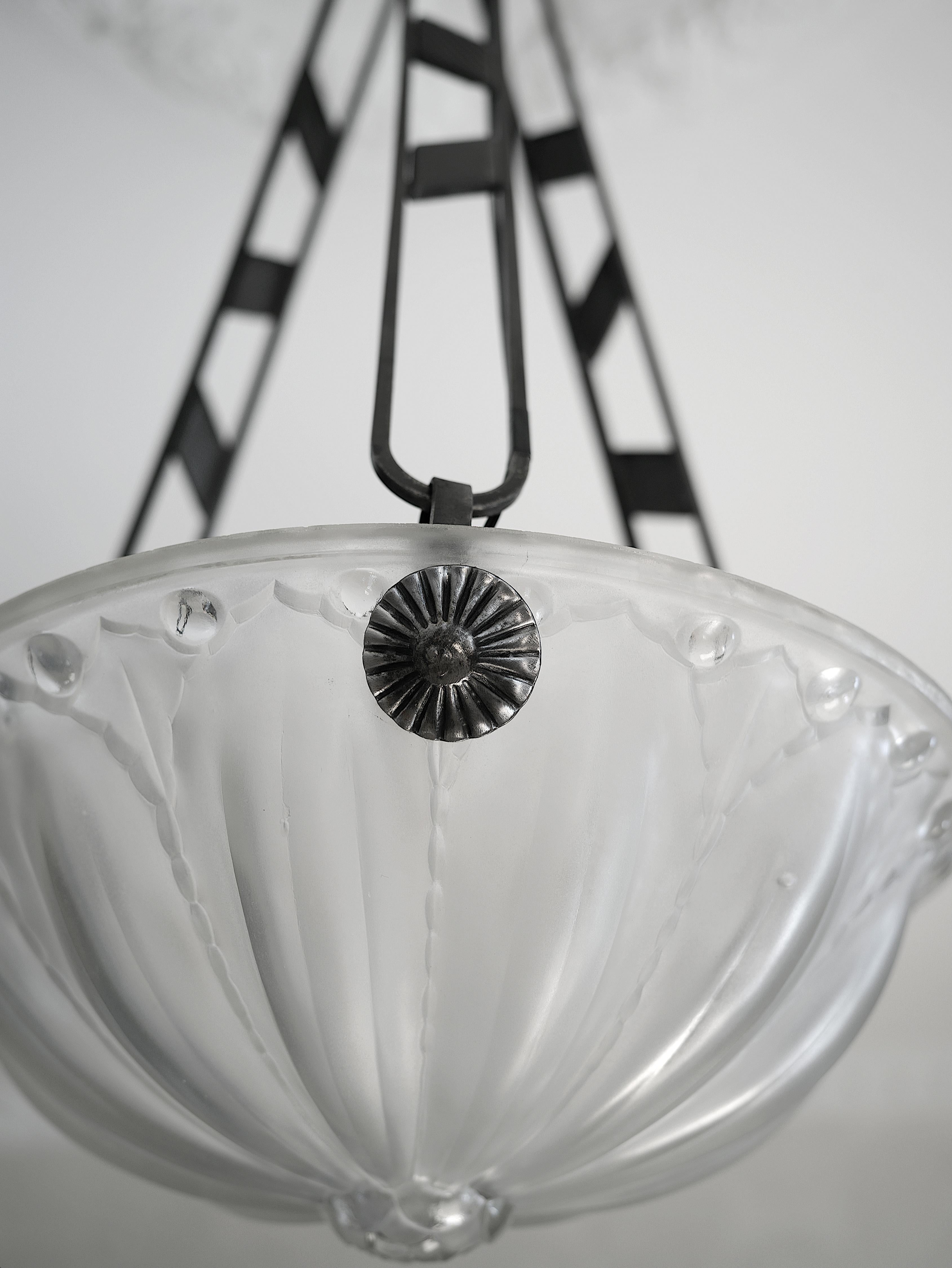 SONOVER French Art Deco Pendant Chandelier, Late 1920s For Sale 7