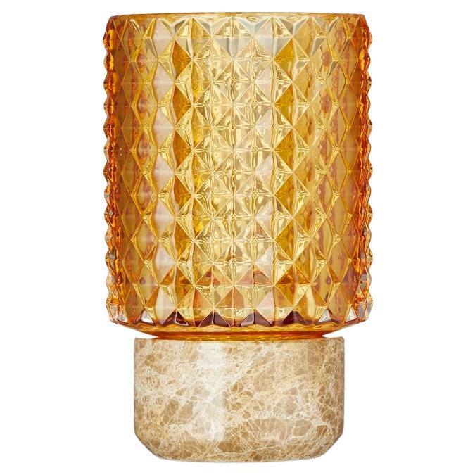 Sons of Marble Candle Holder Hurricane, Amber