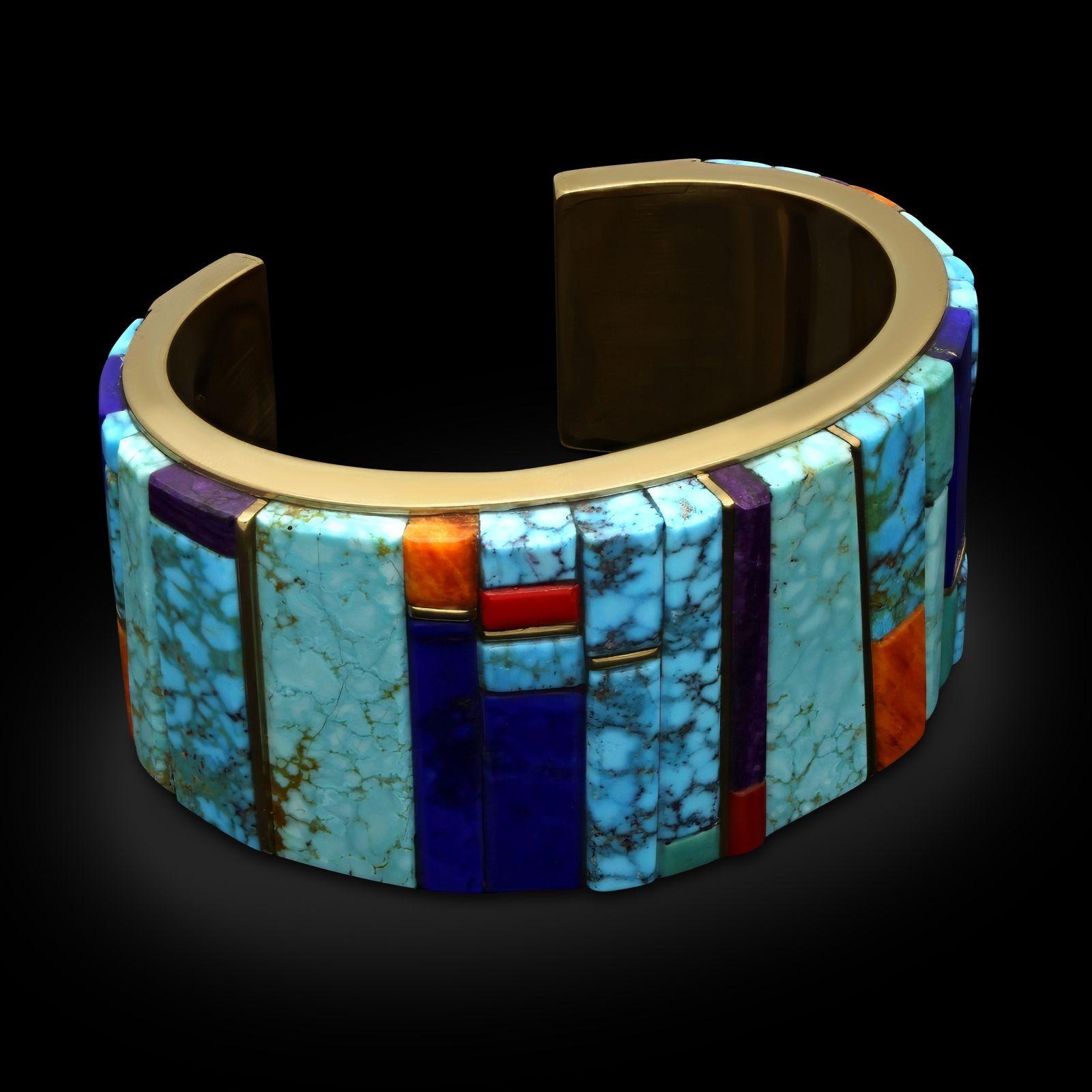 Quadrato Sonwai per Hancocks bracciale con più gemme e oro 18 ct. in vendita