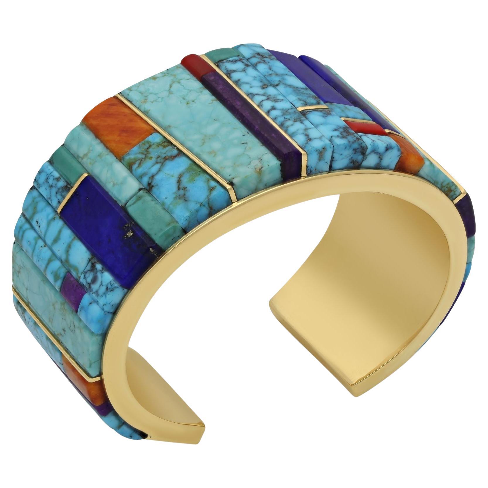 Sonwai per Hancocks bracciale con più gemme e oro 18 ct. in vendita
