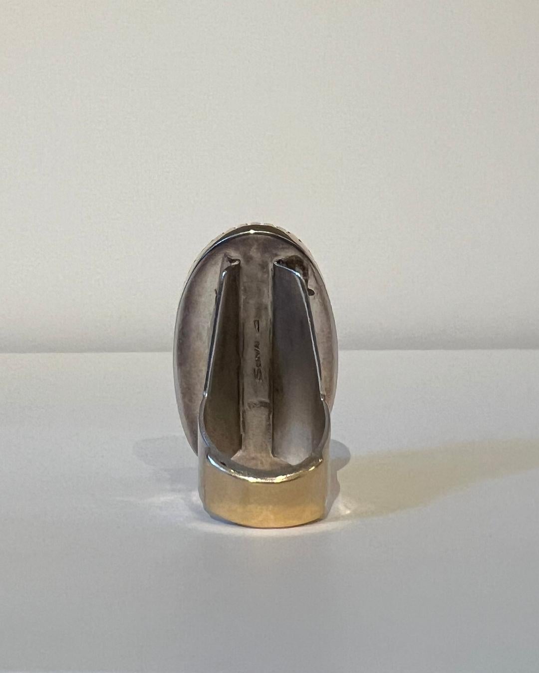 Sonwai (Verma Nequetewa ) Royston Turquoise Silver and Gold Ring Circa 2018 In Excellent Condition For Sale In New York, NY