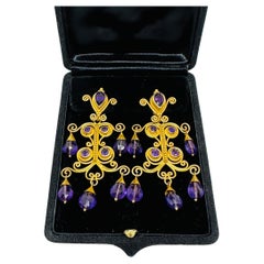 "Sonya" Earrings in High-Carat Gold and Amethysts by Carolyn Tyler