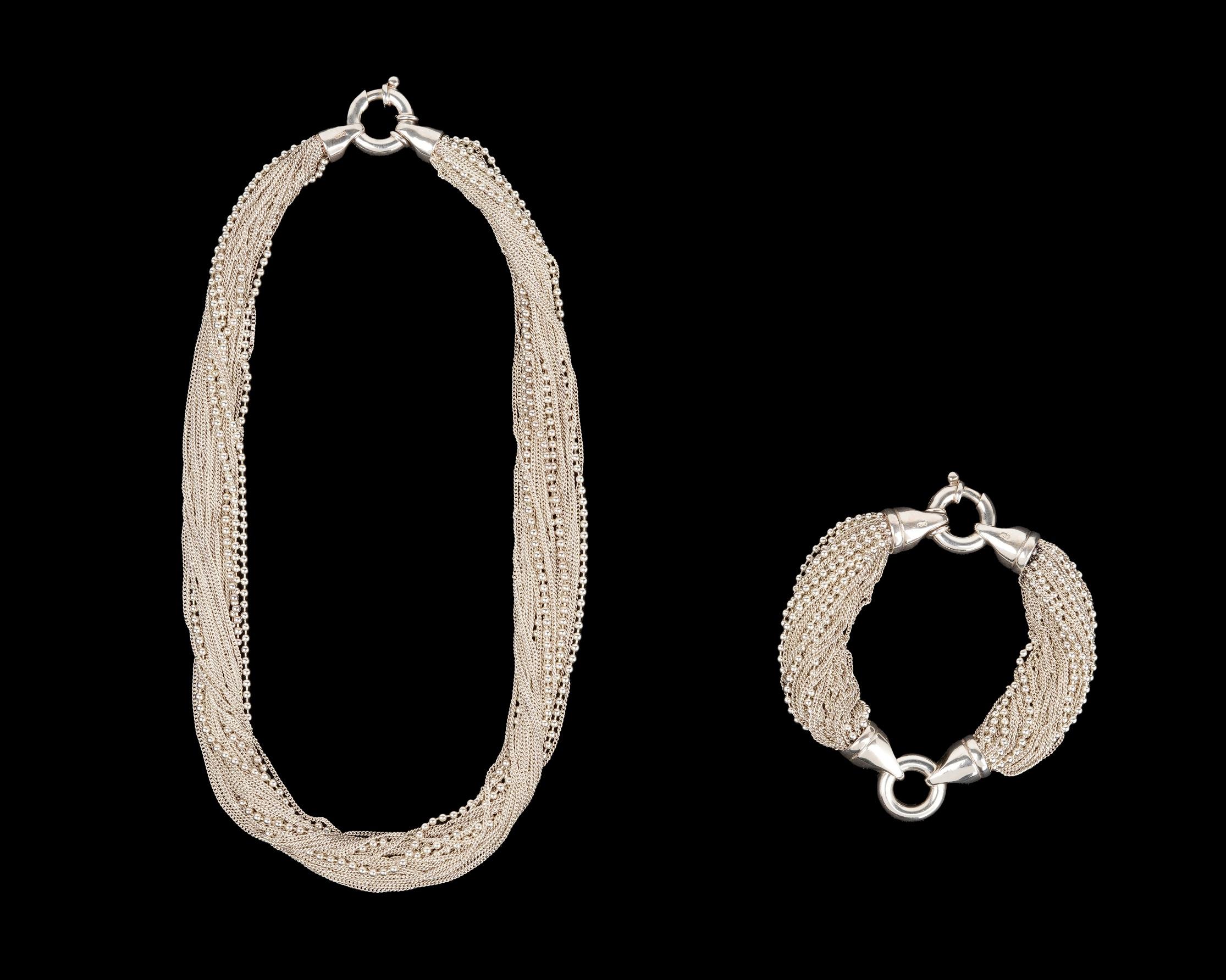 Sonya Ooten White Twisted Multi Strand Necklace and Bracelet, A Set For Sale 3