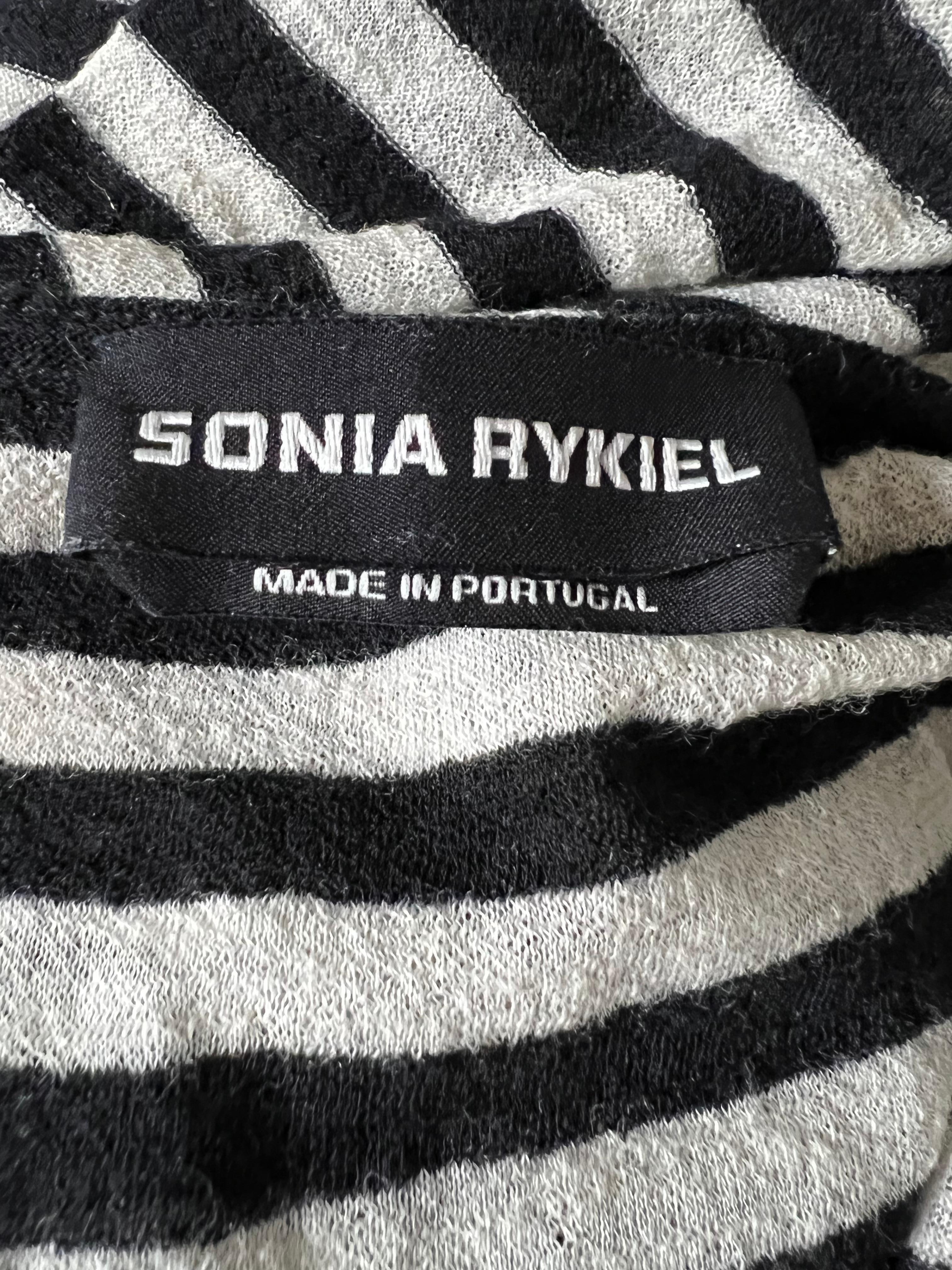 Sonya Rykiel Black & White Striped Top, Size XL In Excellent Condition For Sale In Beverly Hills, CA