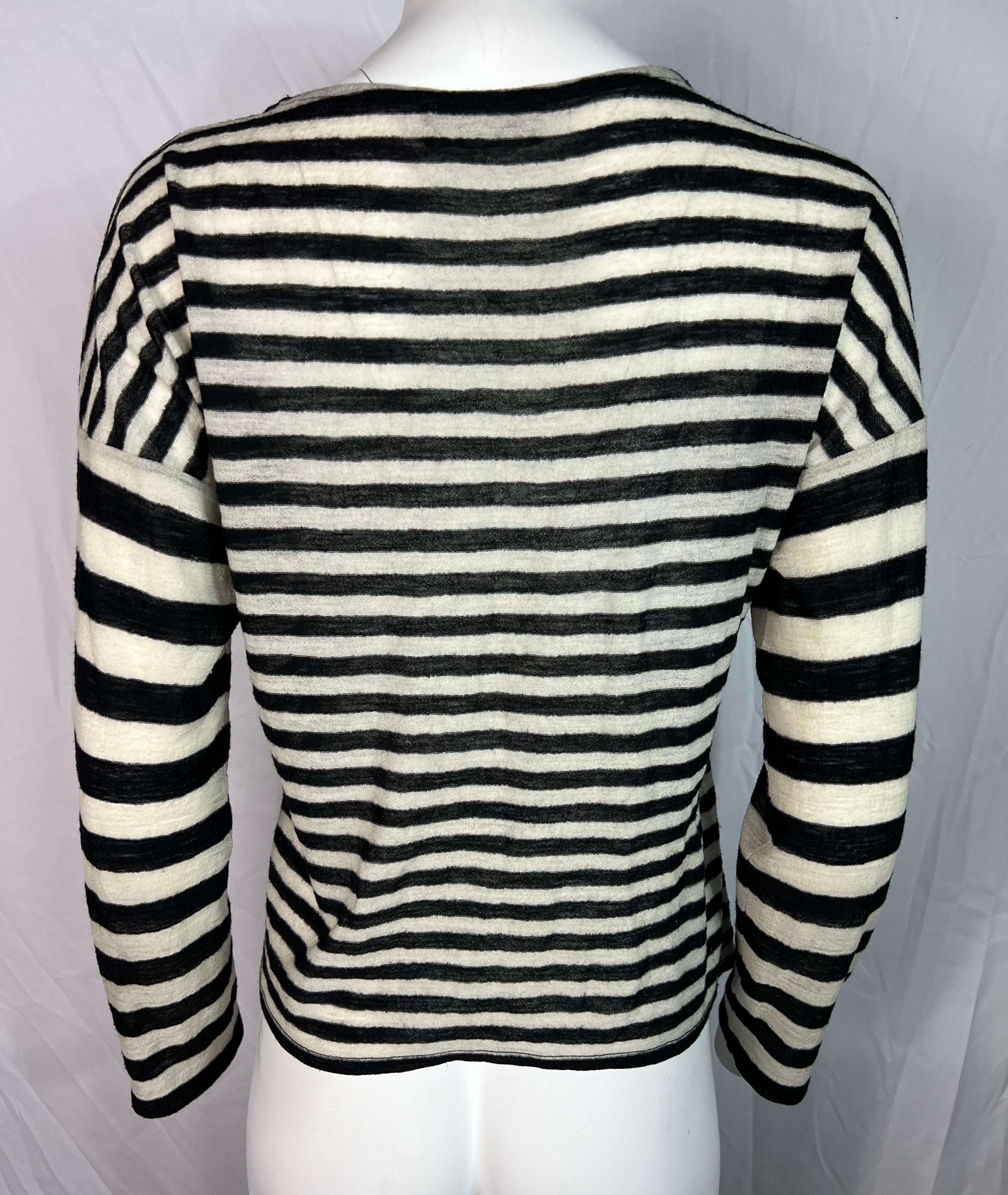 Sonya Rykiel Black & White Striped Top, Size XL For Sale 4