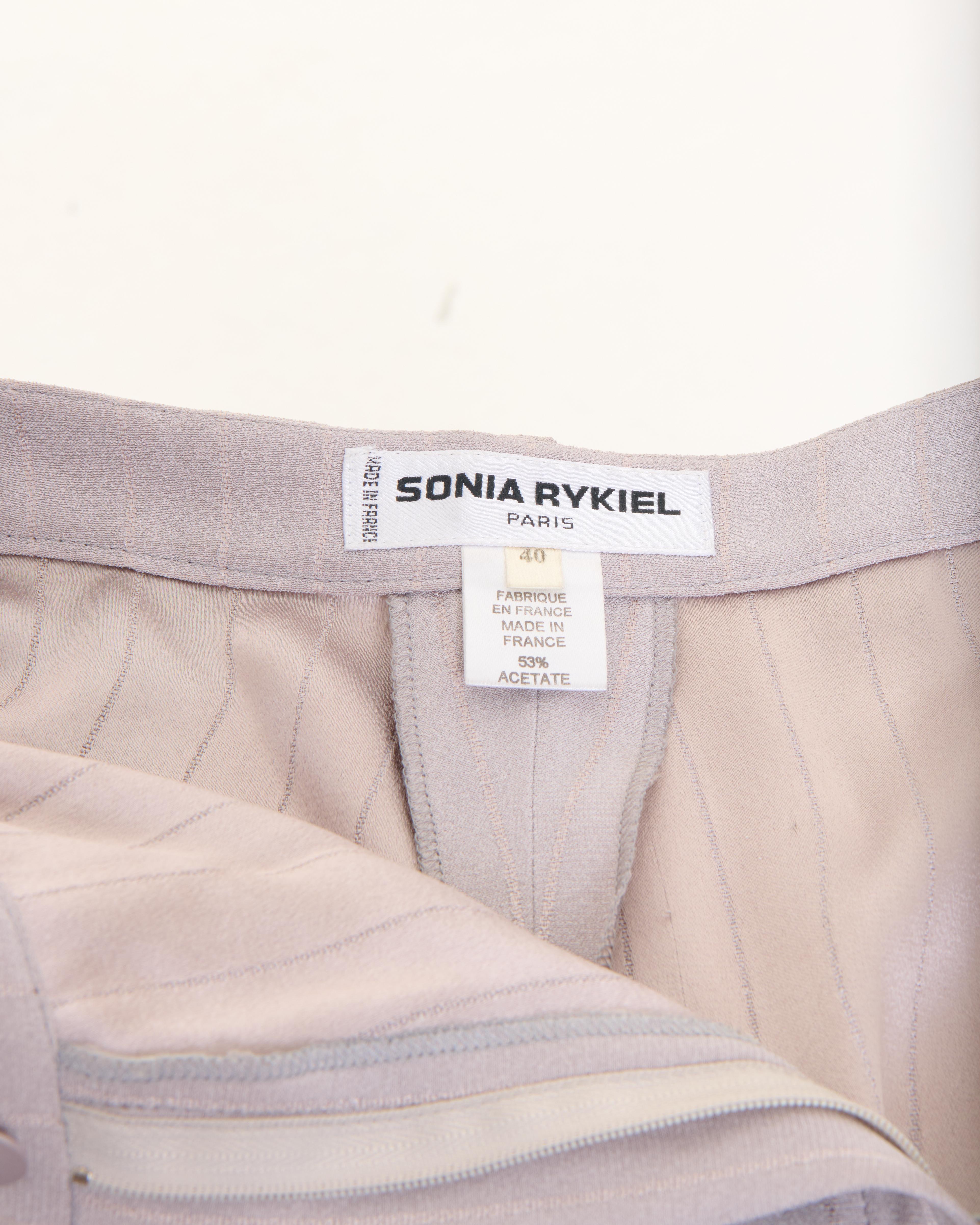 Sonya Rykiel Early 00's Grey Silk Set: Trench, Top and Pants For Sale 6