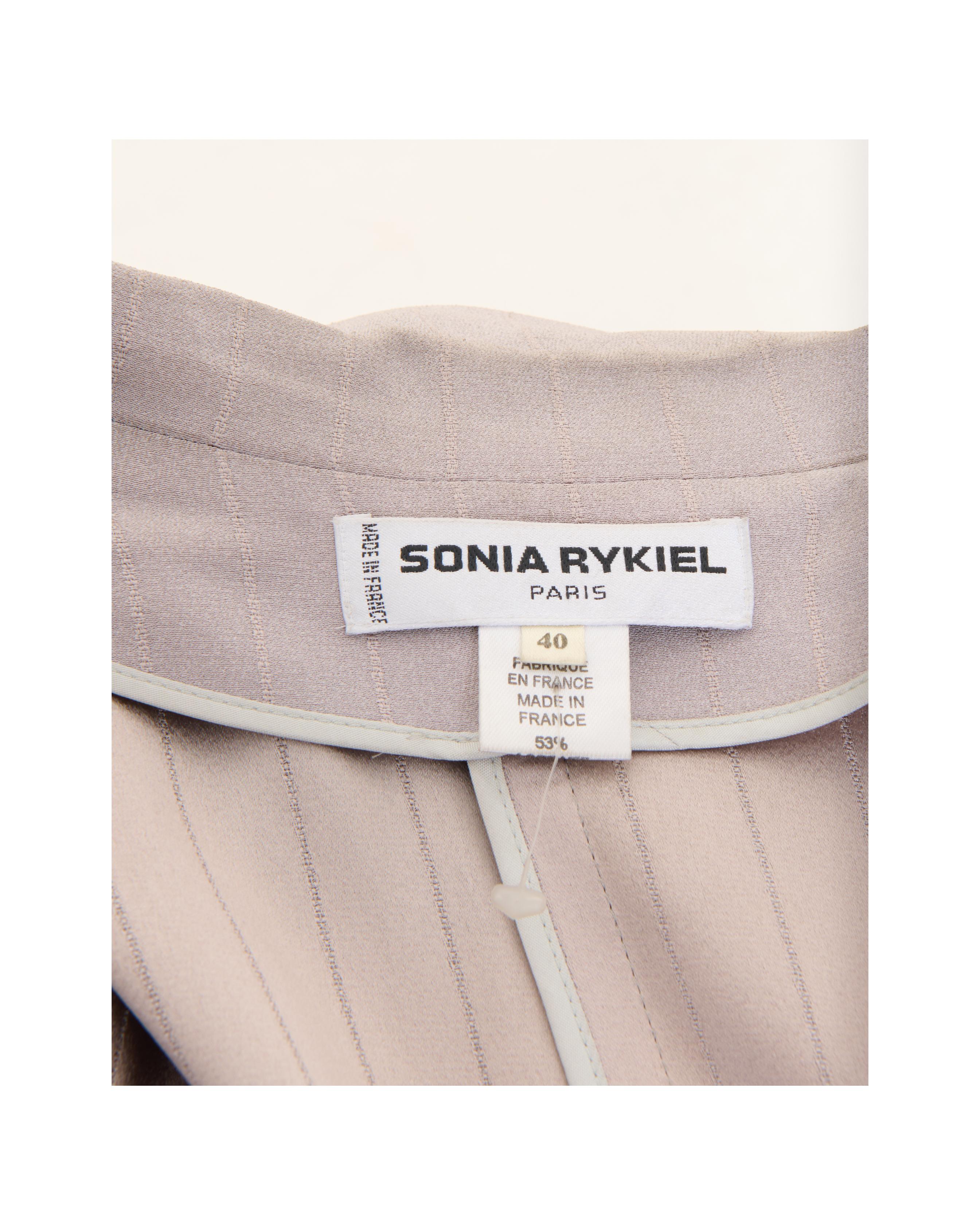 Sonya Rykiel Early 00's Grey Silk Set: Trench, Top and Pants For Sale 7