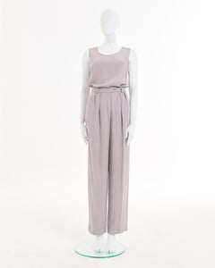 Sonya Rykiel Early 00’s Grey Silk Set: Trench, Top and Pants