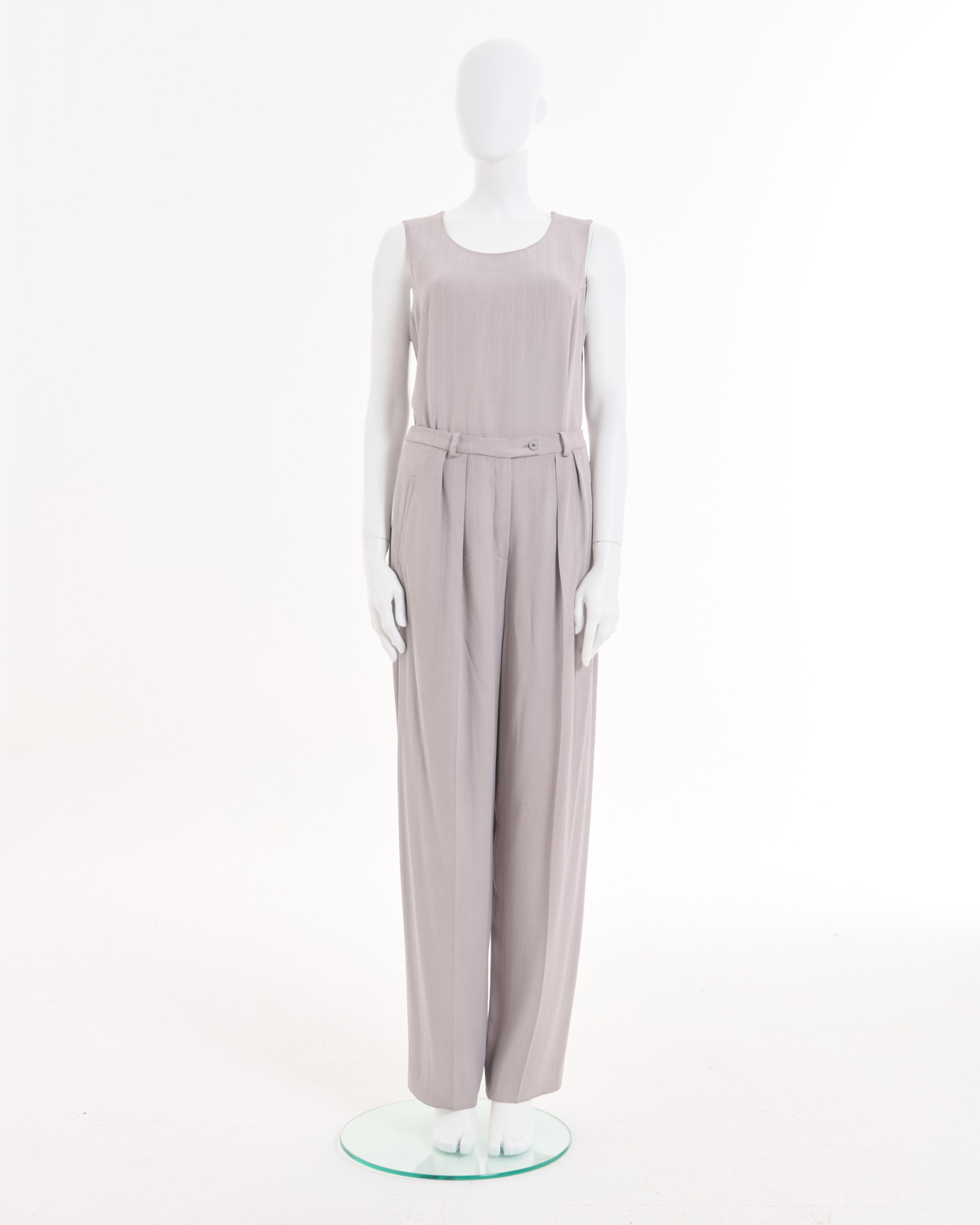 Gray Sonya Rykiel Early 00's Grey Silk Set: Trench, Top and Pants For Sale