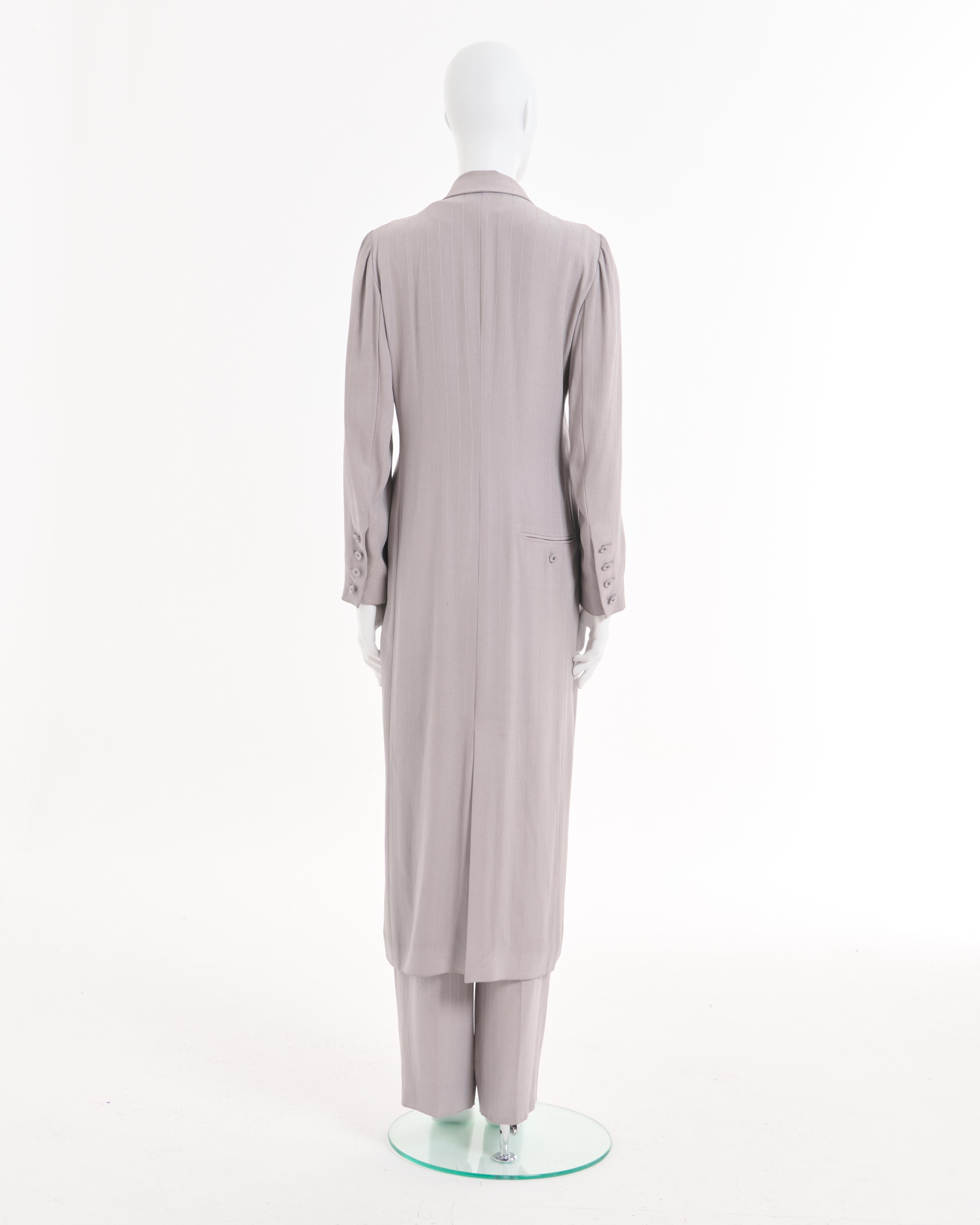 Sonya Rykiel Early 00's Grey Silk Set: Trench, Top and Pants For Sale 1