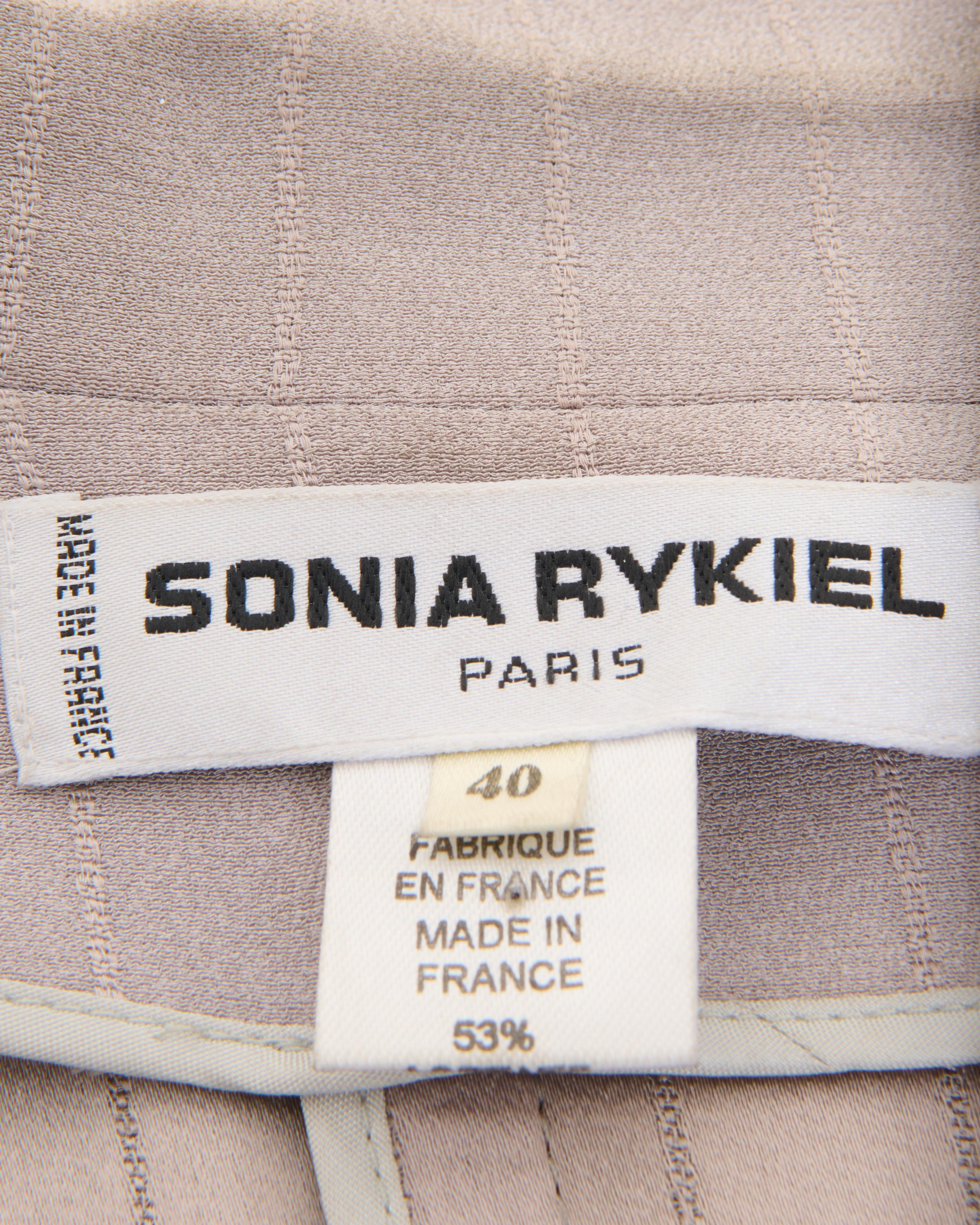 Sonya Rykiel Early 00's Grey Silk Set: Trench, Top and Pants For Sale 4