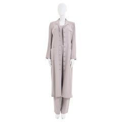 Sonya Rykiel Early 00's Grey Silk Set: Trench, Top and Pants