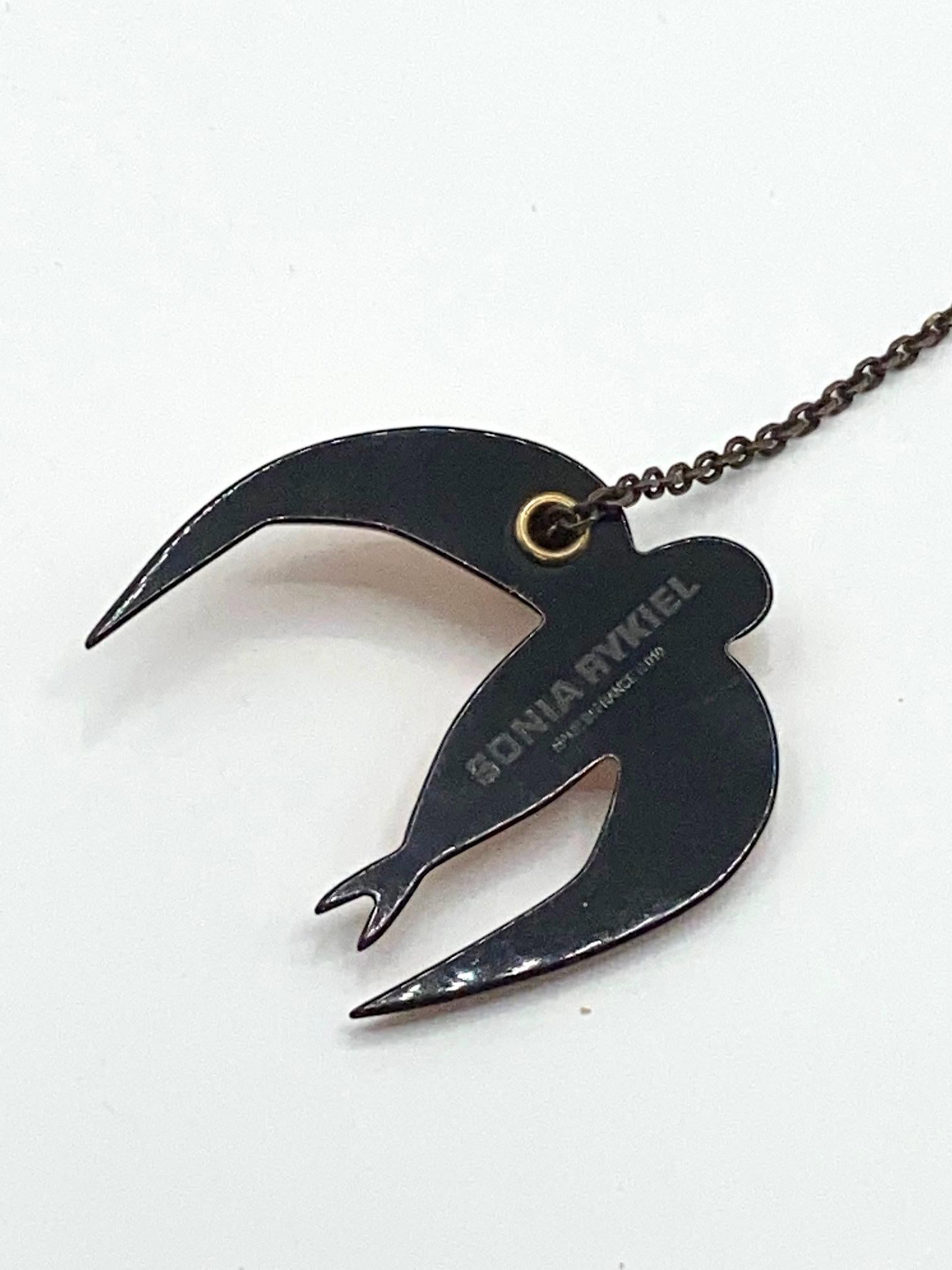 Sonya Rykiel Heart & Swallow Pendant Necklace, 1990s 6
