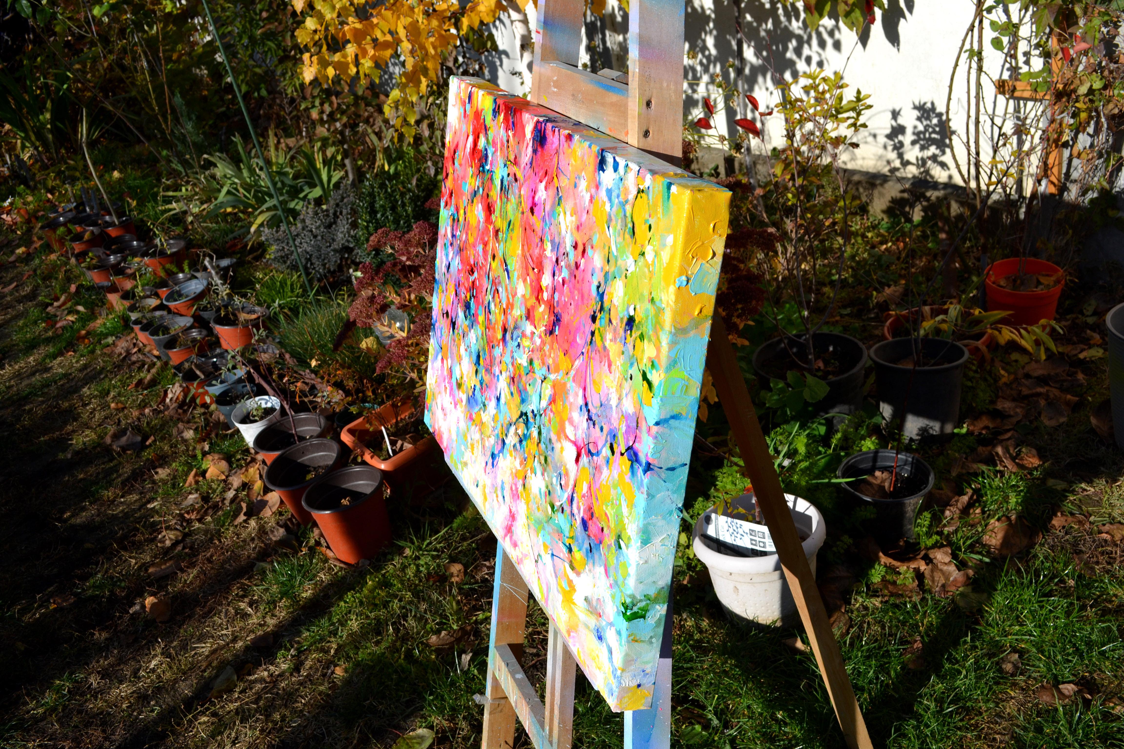 Abstract Autumn Garden - Impressionist Painting by Soos Roxana Gabriela