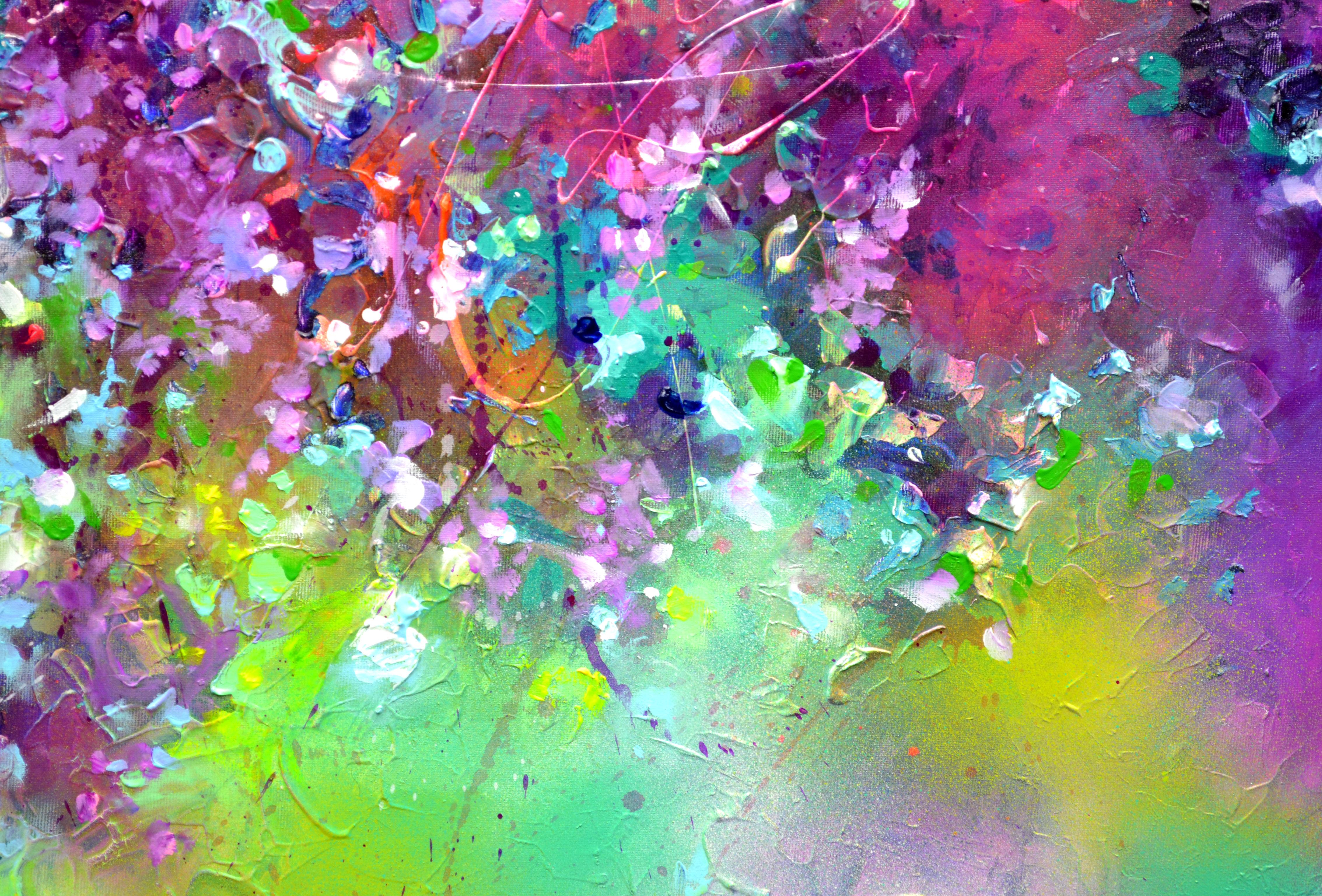 Abstract Flower Field - Large Floral Painting For Sale 3