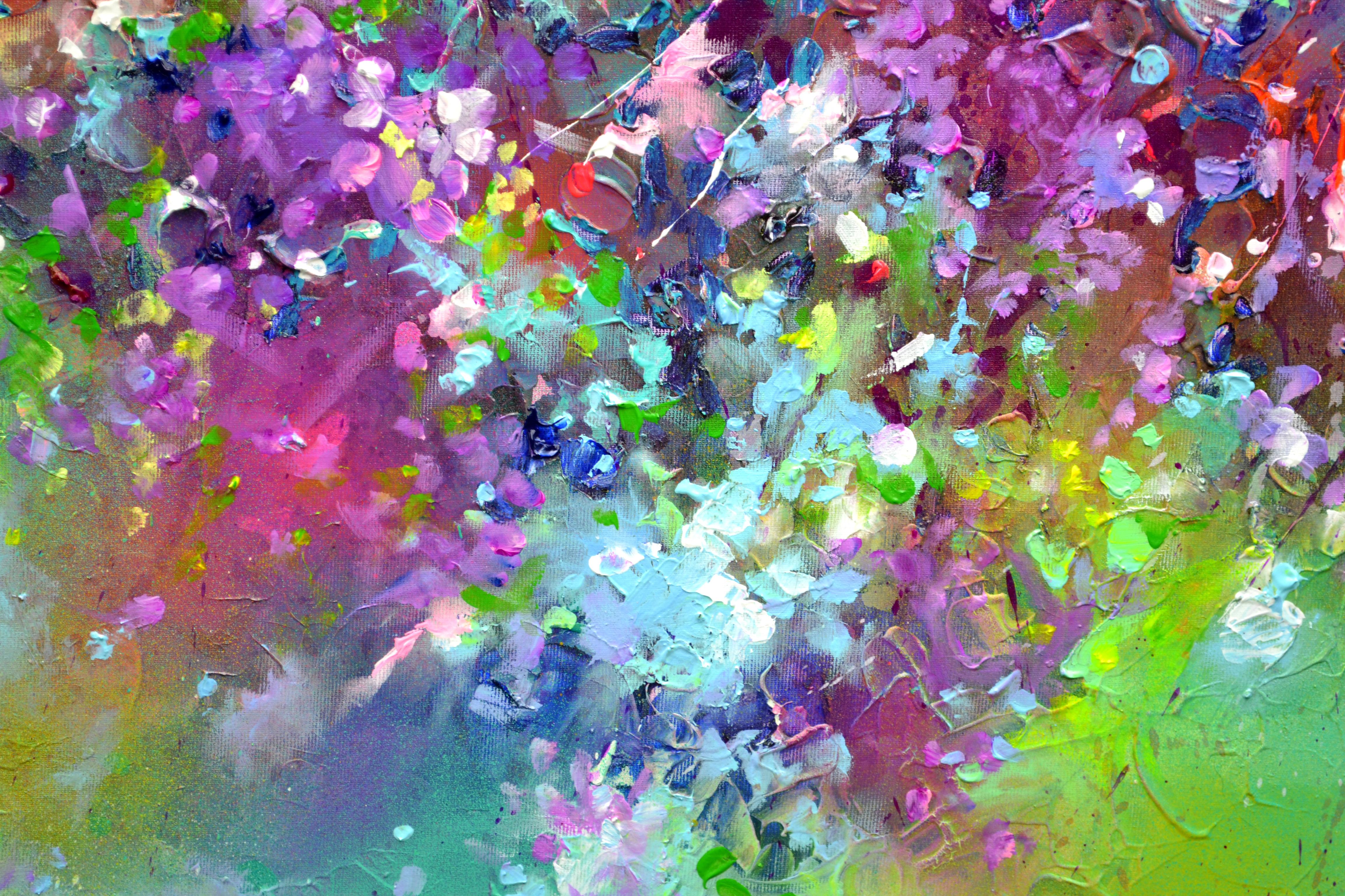 Abstract Flower Field - Large Floral Painting For Sale 4