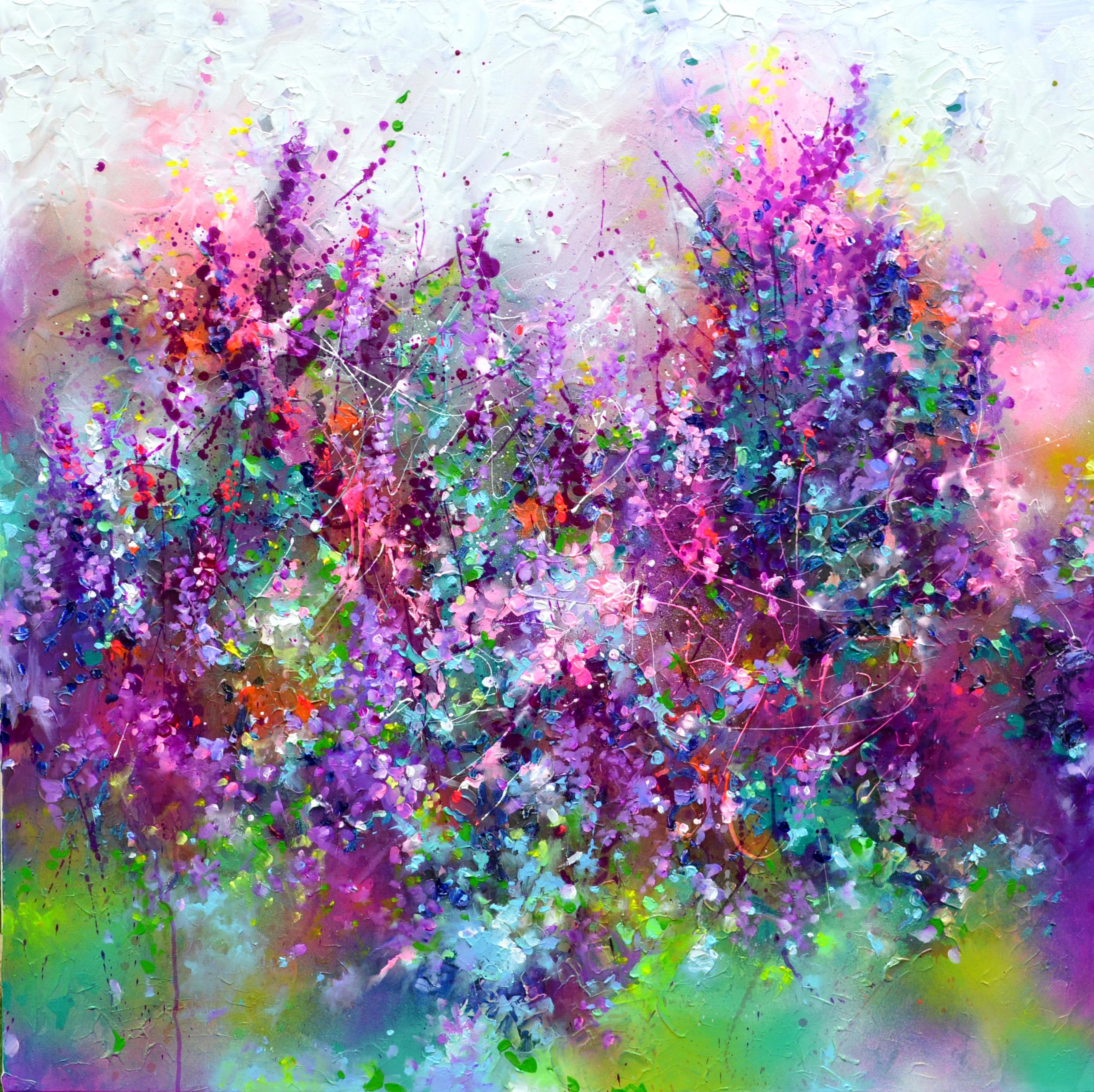 Soos Roxana Gabriela Abstract Painting - Abstract Flower Field - Large Floral Painting