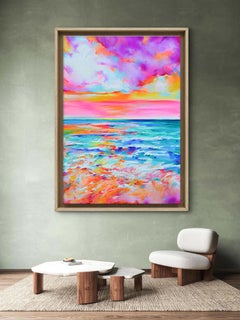 Marées temporelles colorées - Grande peinture abstraite colorée et rêveuse