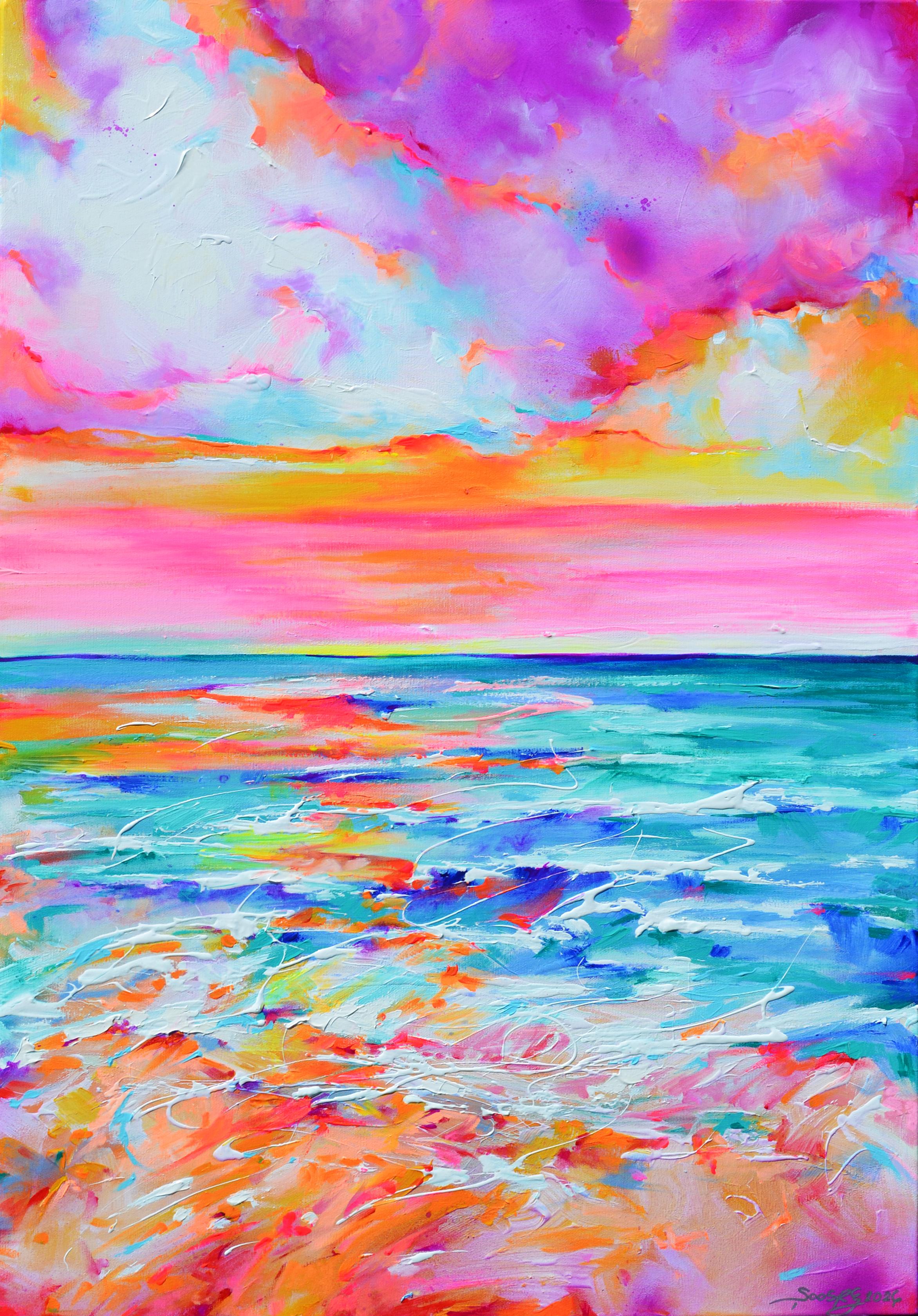 Soos Roxana Gabriela Interior Painting - Colorful Temporal Tides - Colorful Dreamy Large Abstract Painting