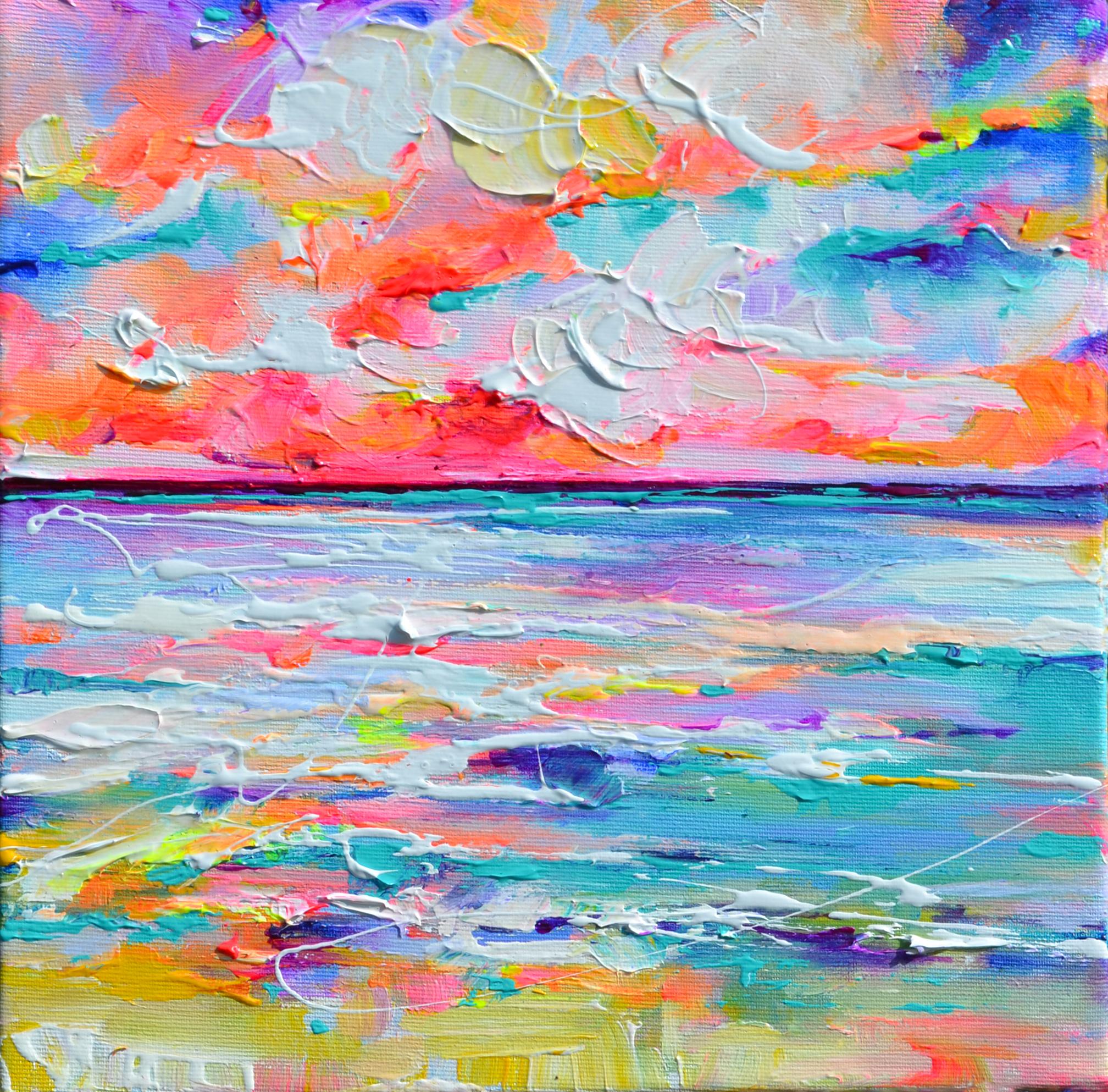 Soos Roxana Gabriela Interior Painting - Colors of the Deep - Waves in the sunset