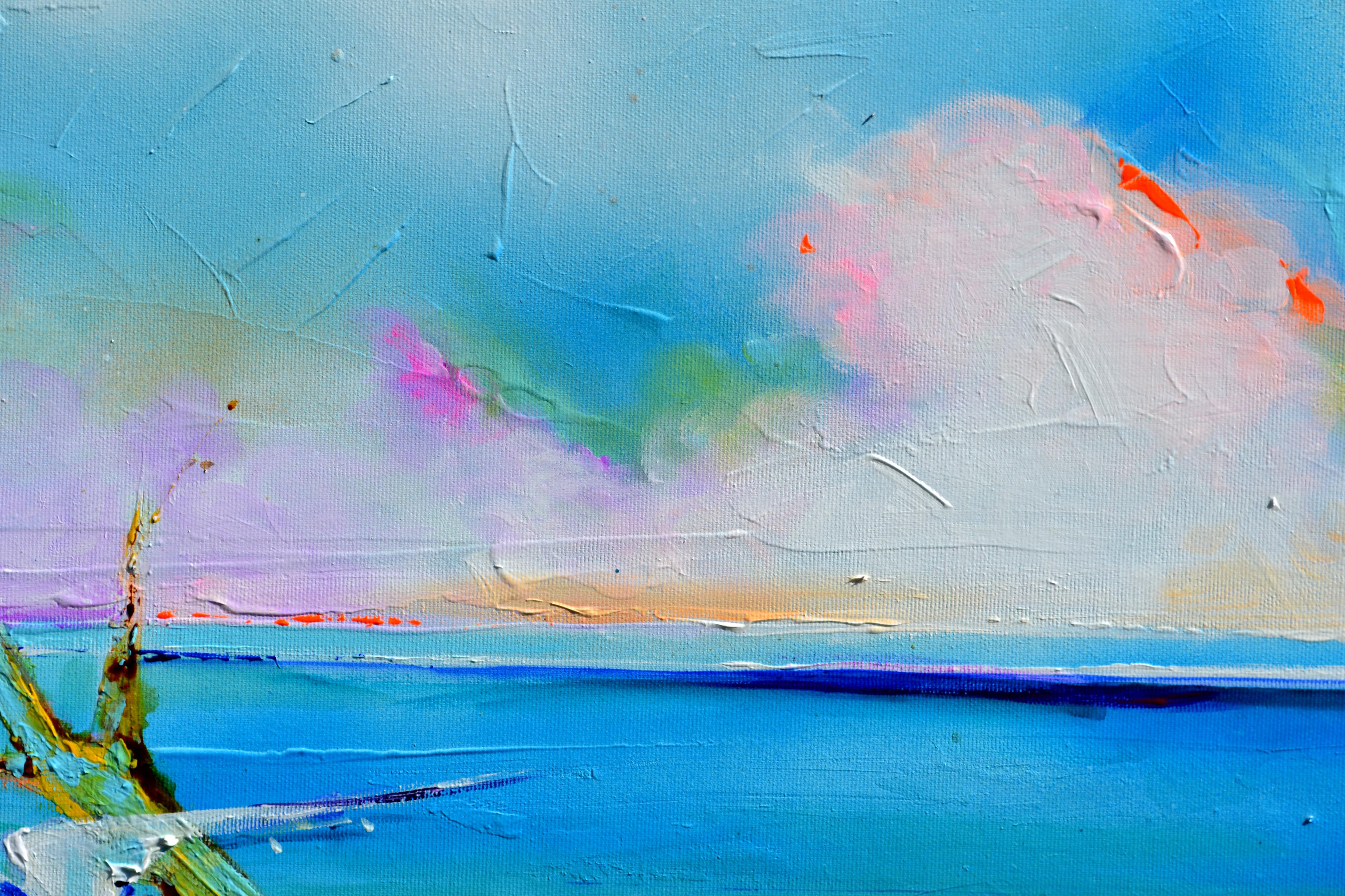 Fishing Boat and Seagulls on the Seashore For Sale 5