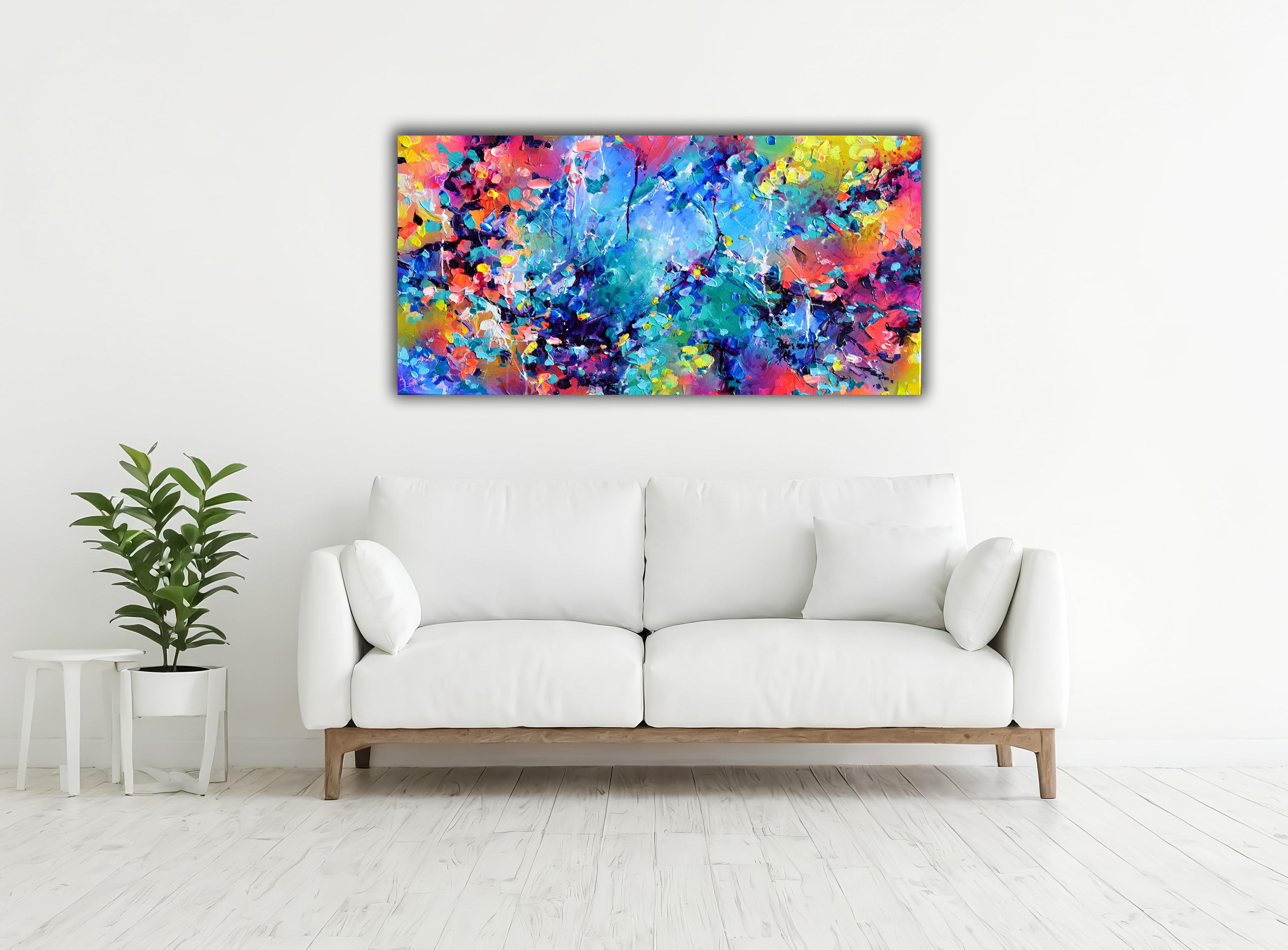 Fresh Moods 100 - Pintura Abstracta Grande Azul Oscuro - Painting de Soos Roxana Gabriela