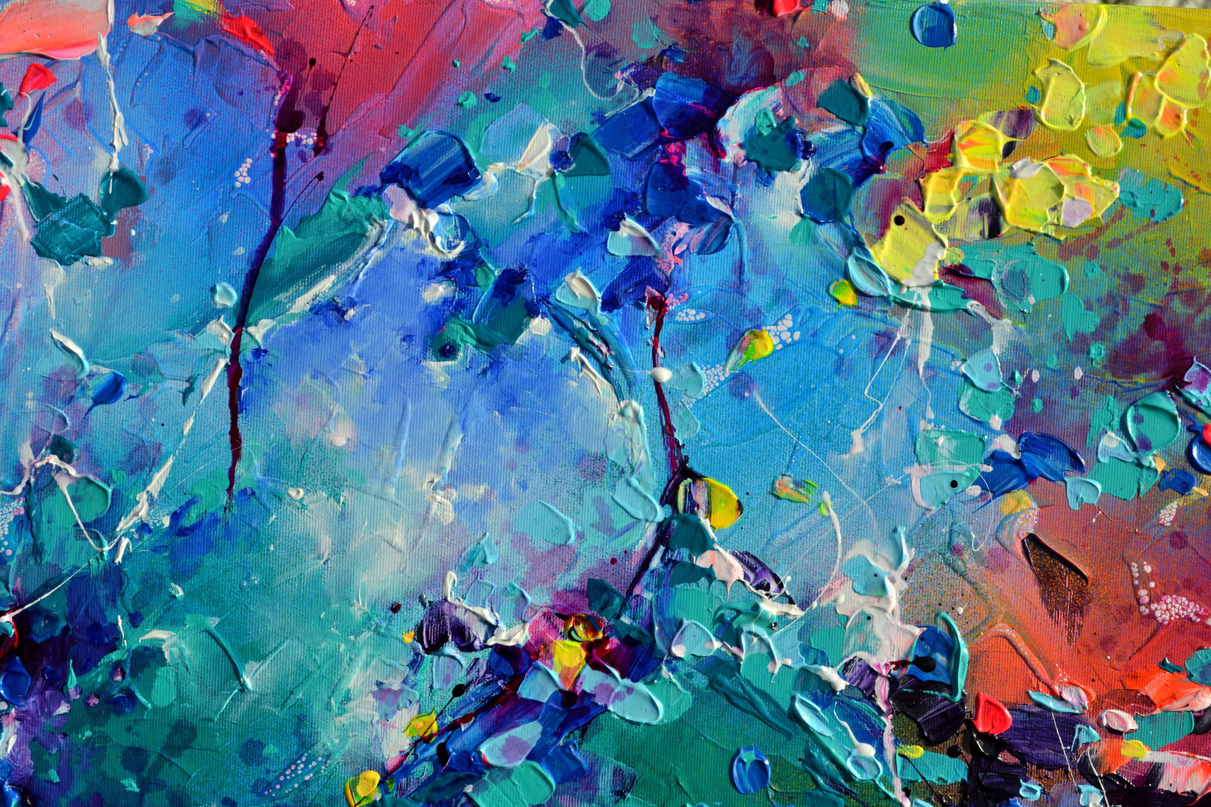 Fresh Moods 100 - Pintura Abstracta Grande Azul Oscuro en venta 1