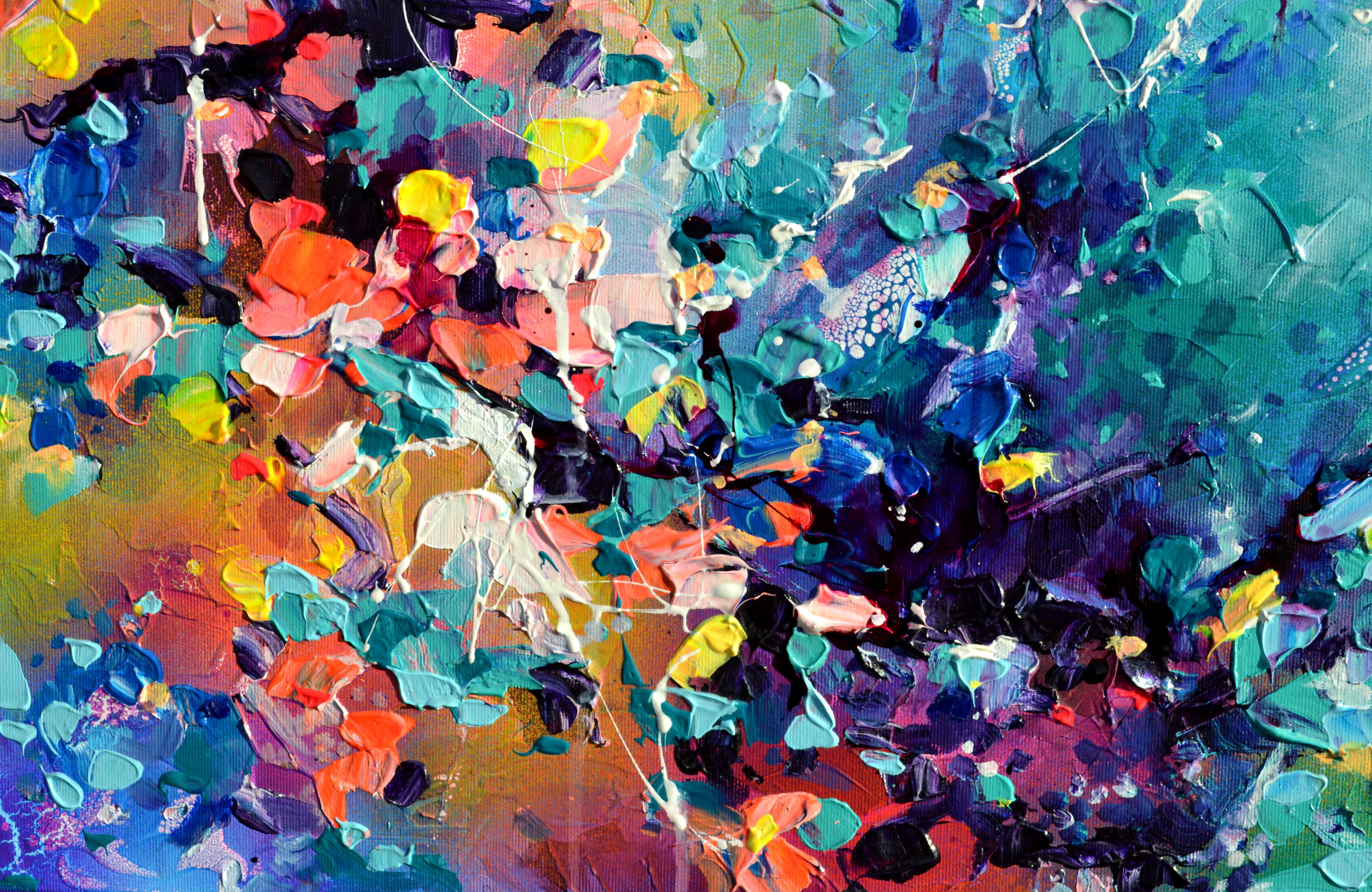 Fresh Moods 100 - Pintura Abstracta Grande Azul Oscuro en venta 2