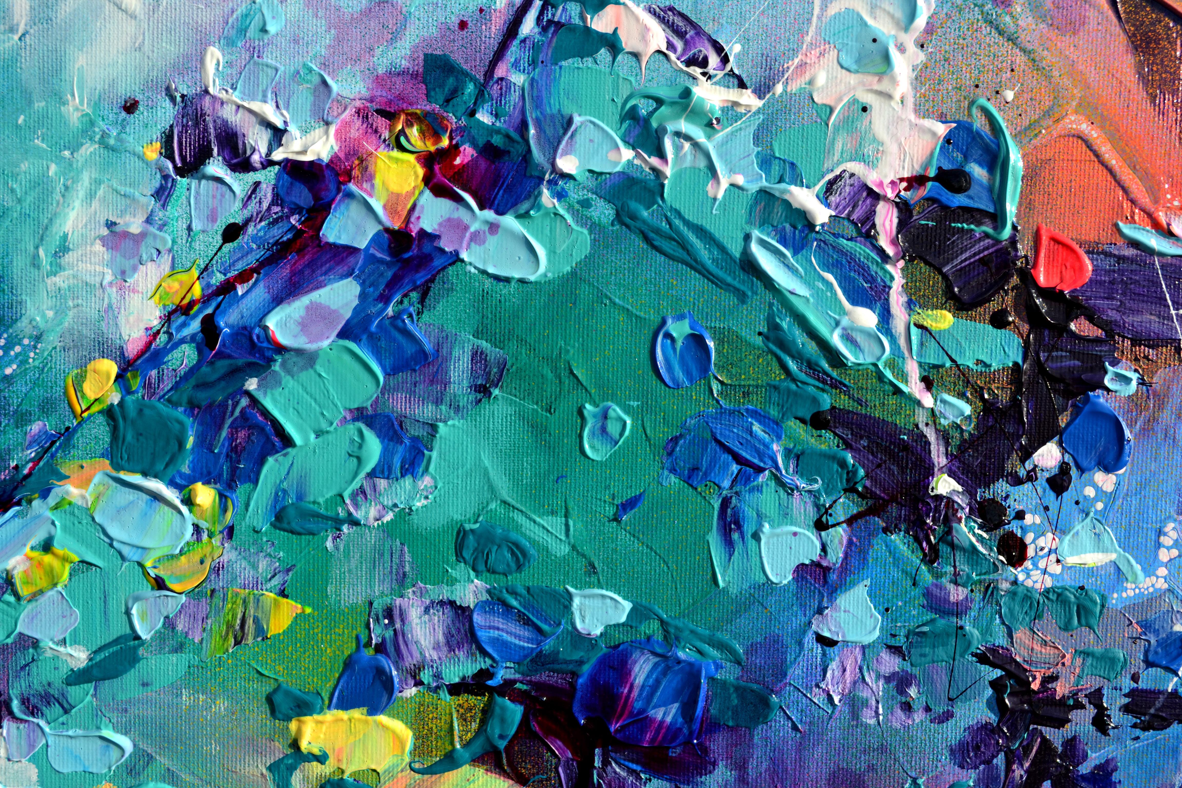 Fresh Moods 100 - Pintura Abstracta Grande Azul Oscuro en venta 5