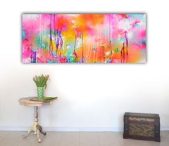 Fresh Moods 107  - Large Abstract Pink and Pastel Blue Painting